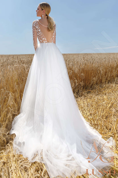 Aubrey Open back A-line Long sleeve Wedding Dress Back