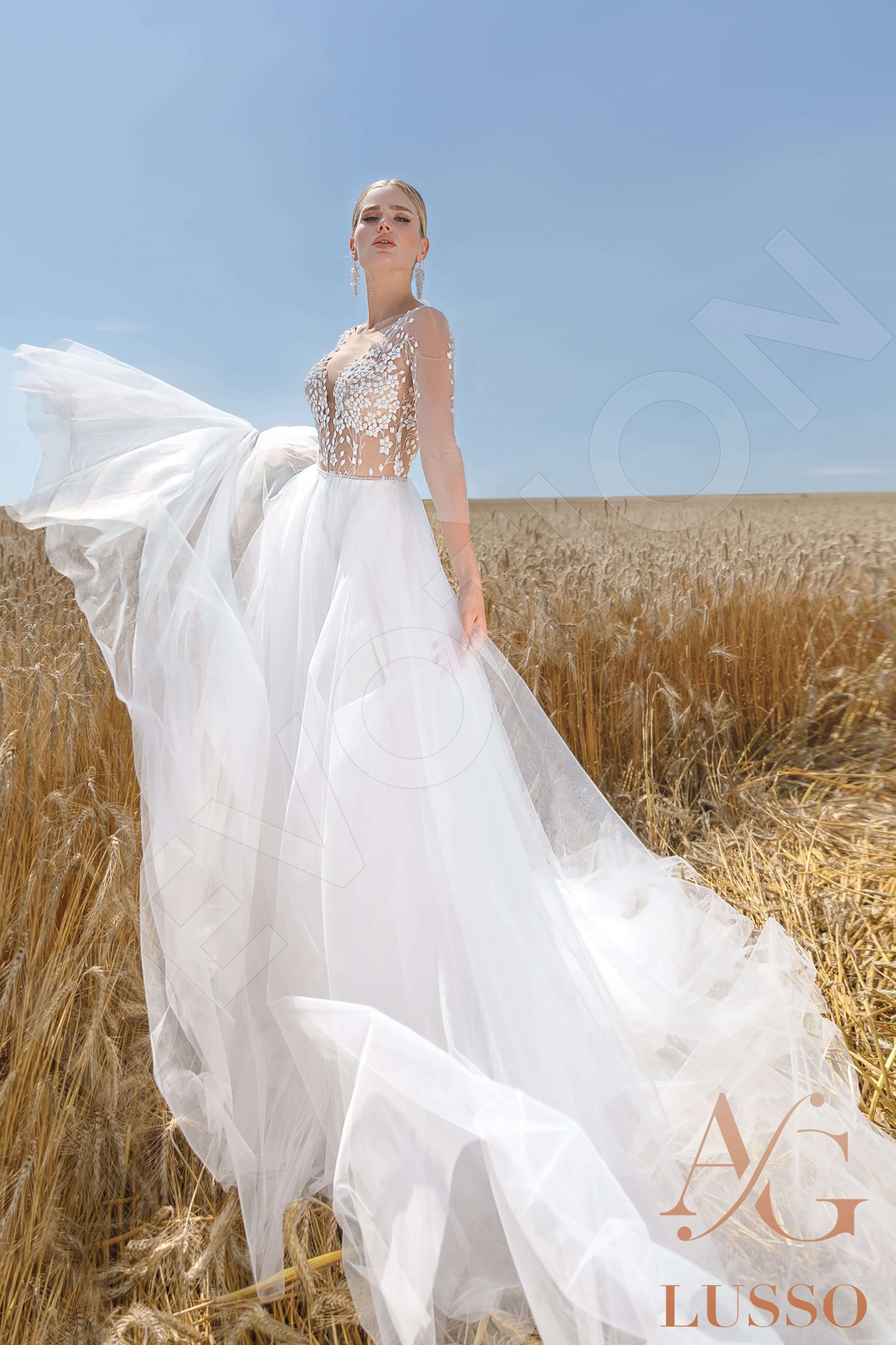 Aubrey A-line Illusion Ivory Wedding dress