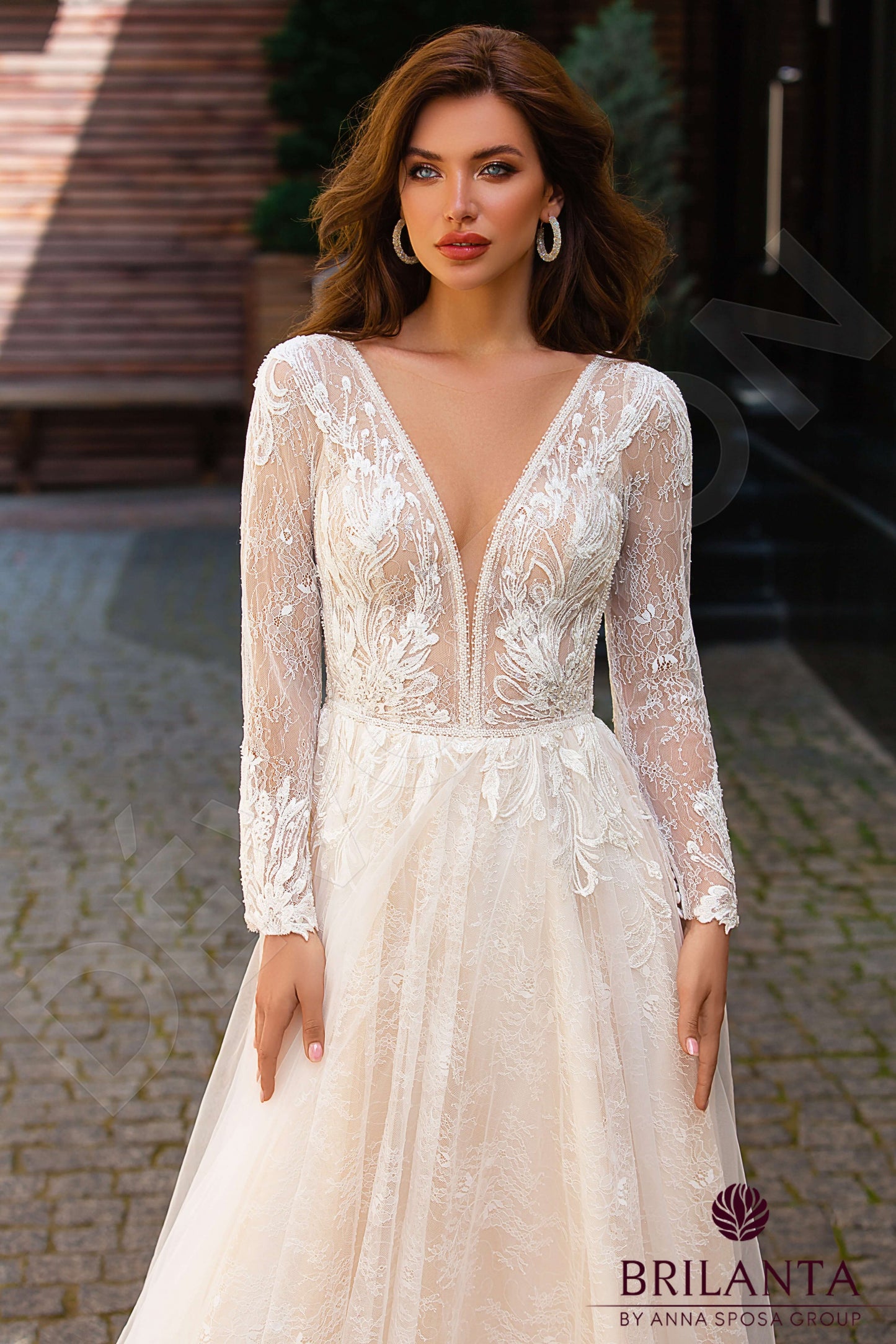 Judy Open back A-line Long sleeve Wedding Dress 2