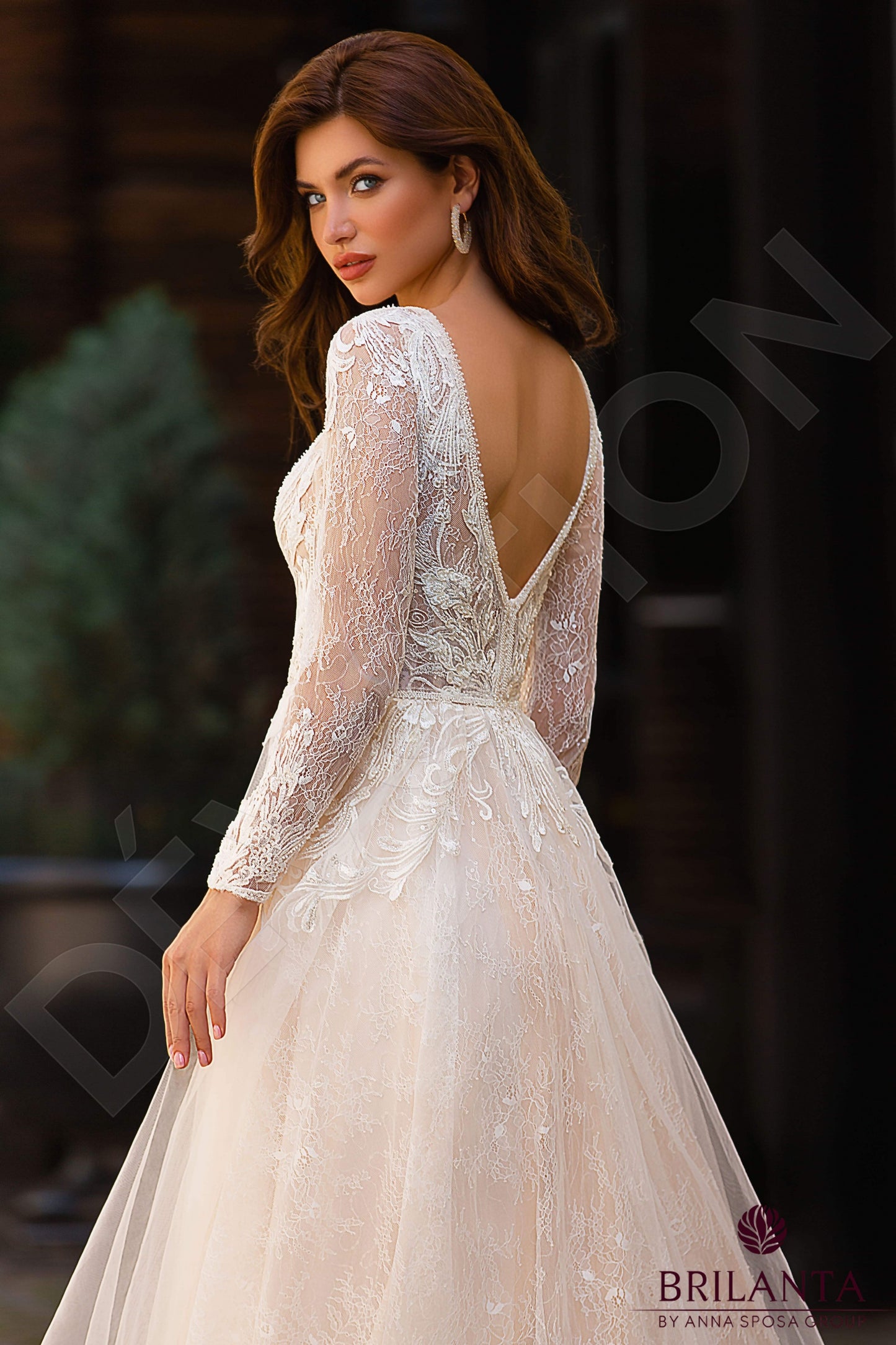 Judy Open back A-line Long sleeve Wedding Dress 3