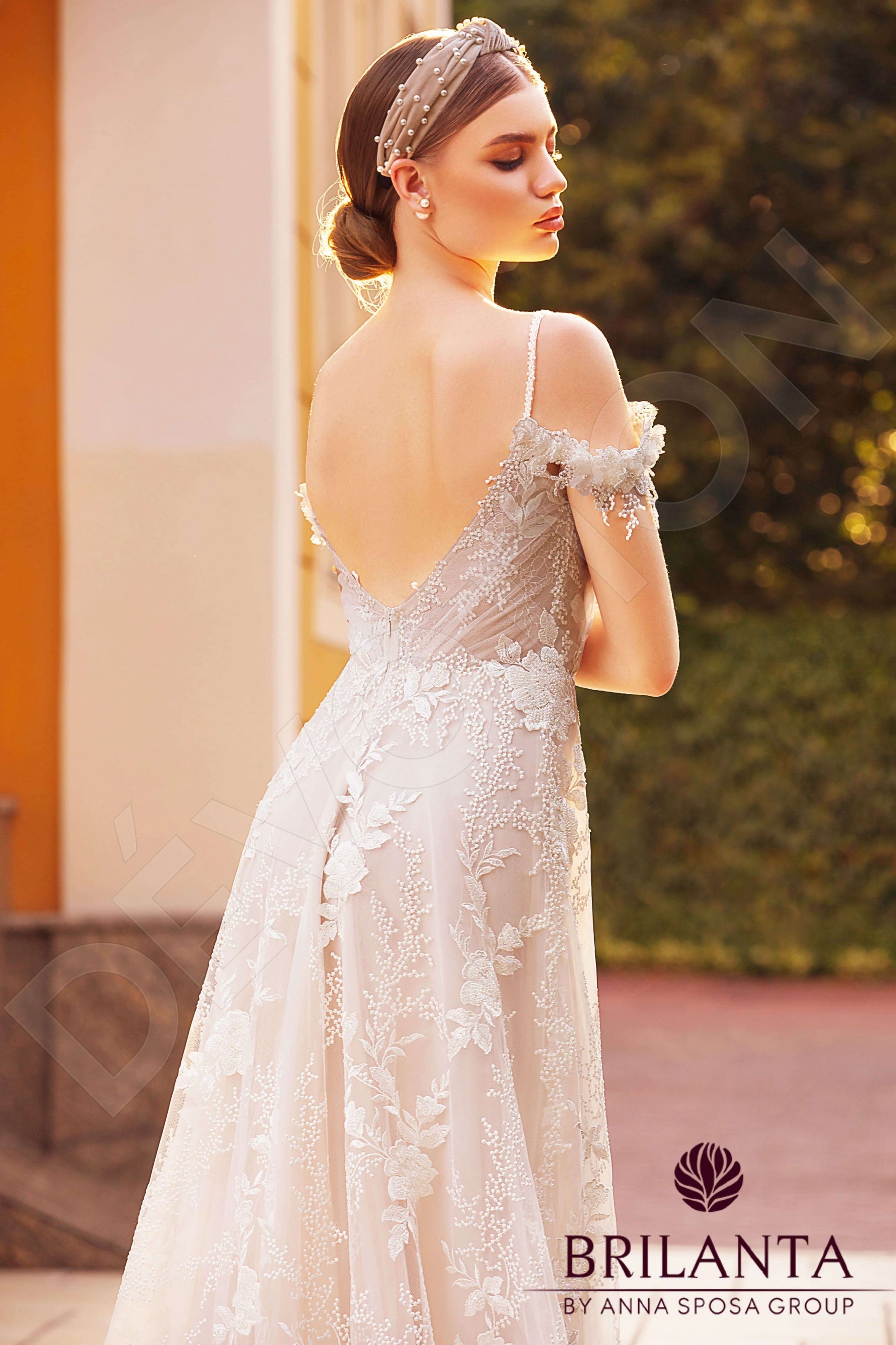 Myrtella A-line V-neck Milk Nude Wedding dress