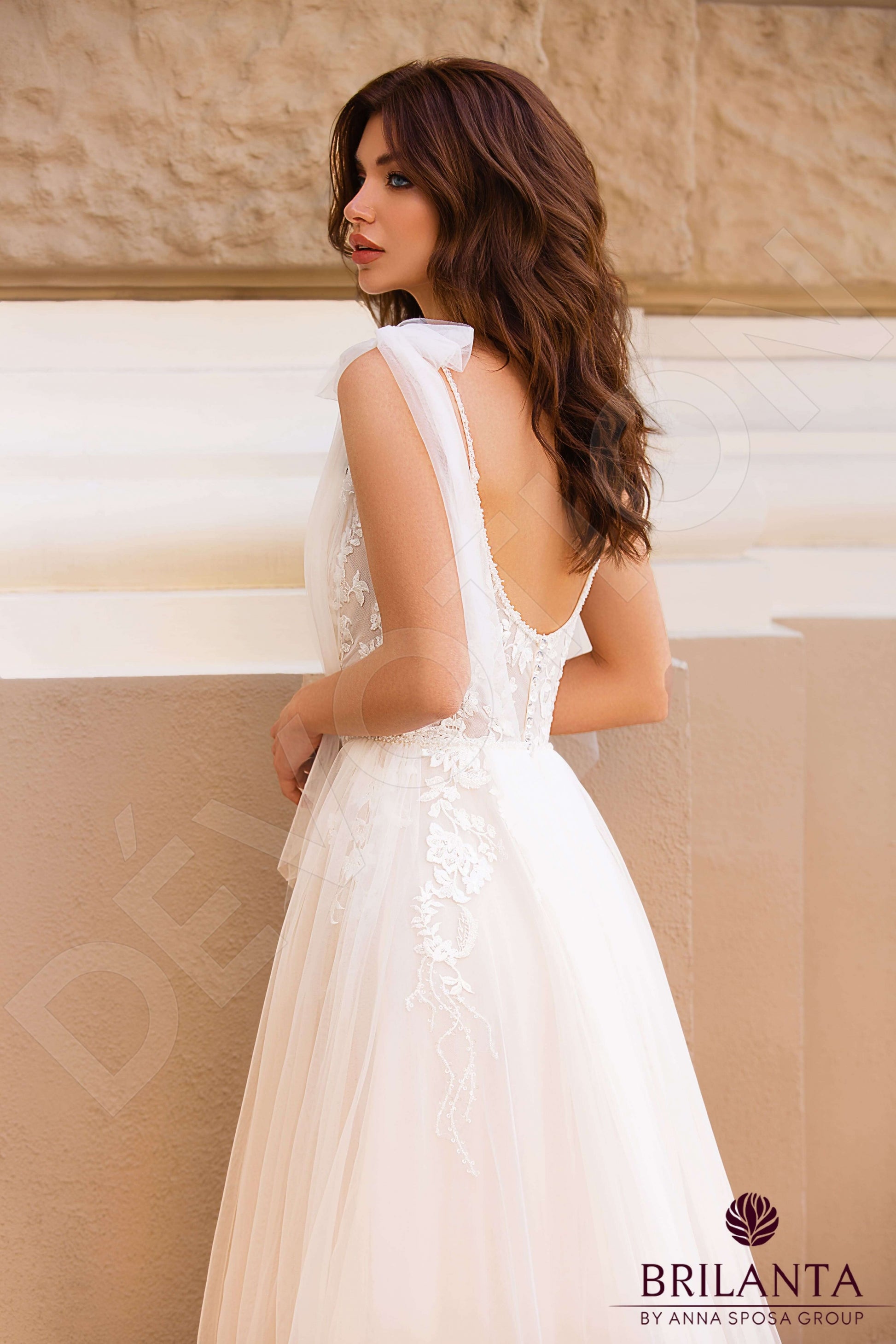 Orfeya A-line V-neck Milk Cappuccino Wedding dress