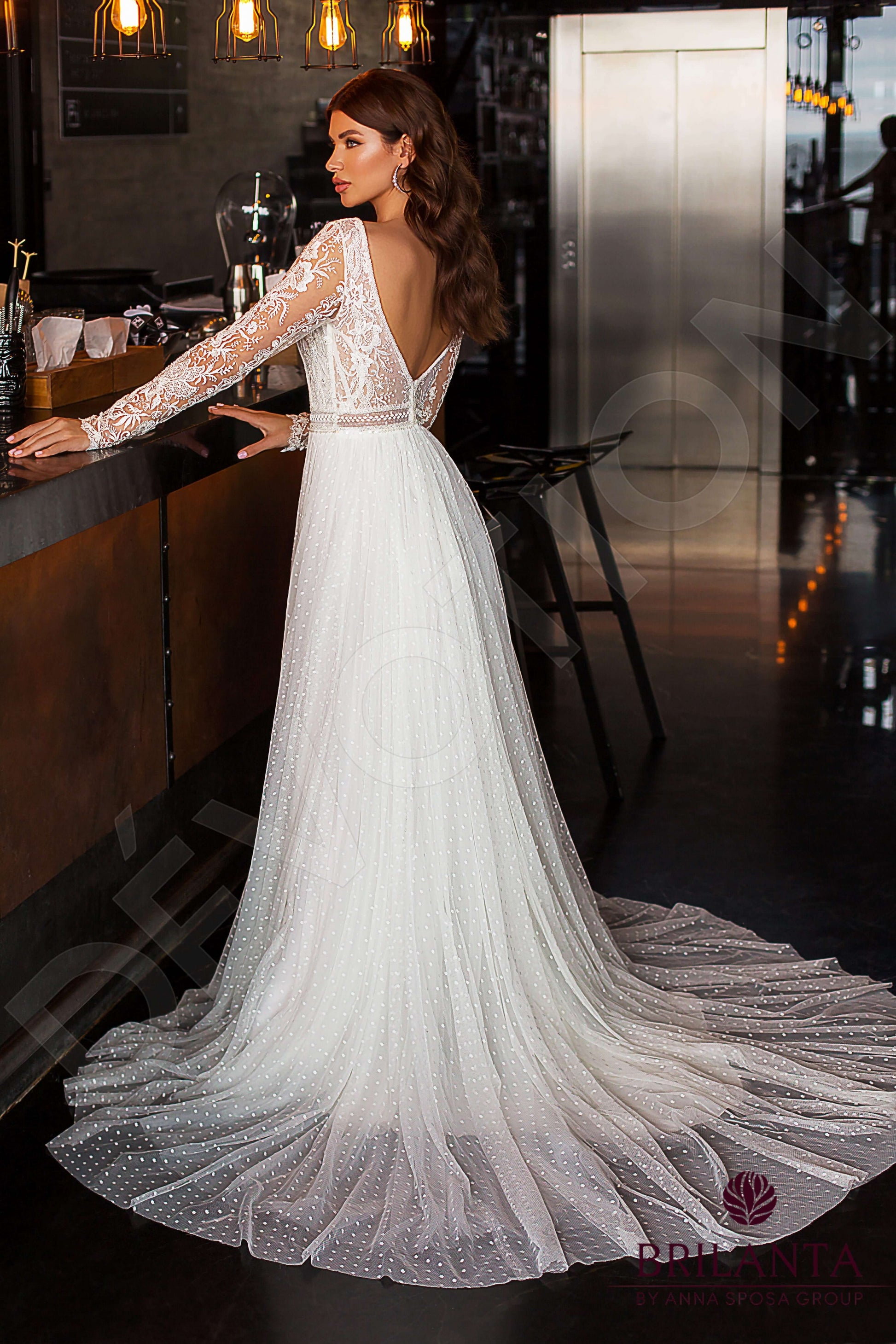 Valentine A-line Boat/Bateau Milk Wedding dress