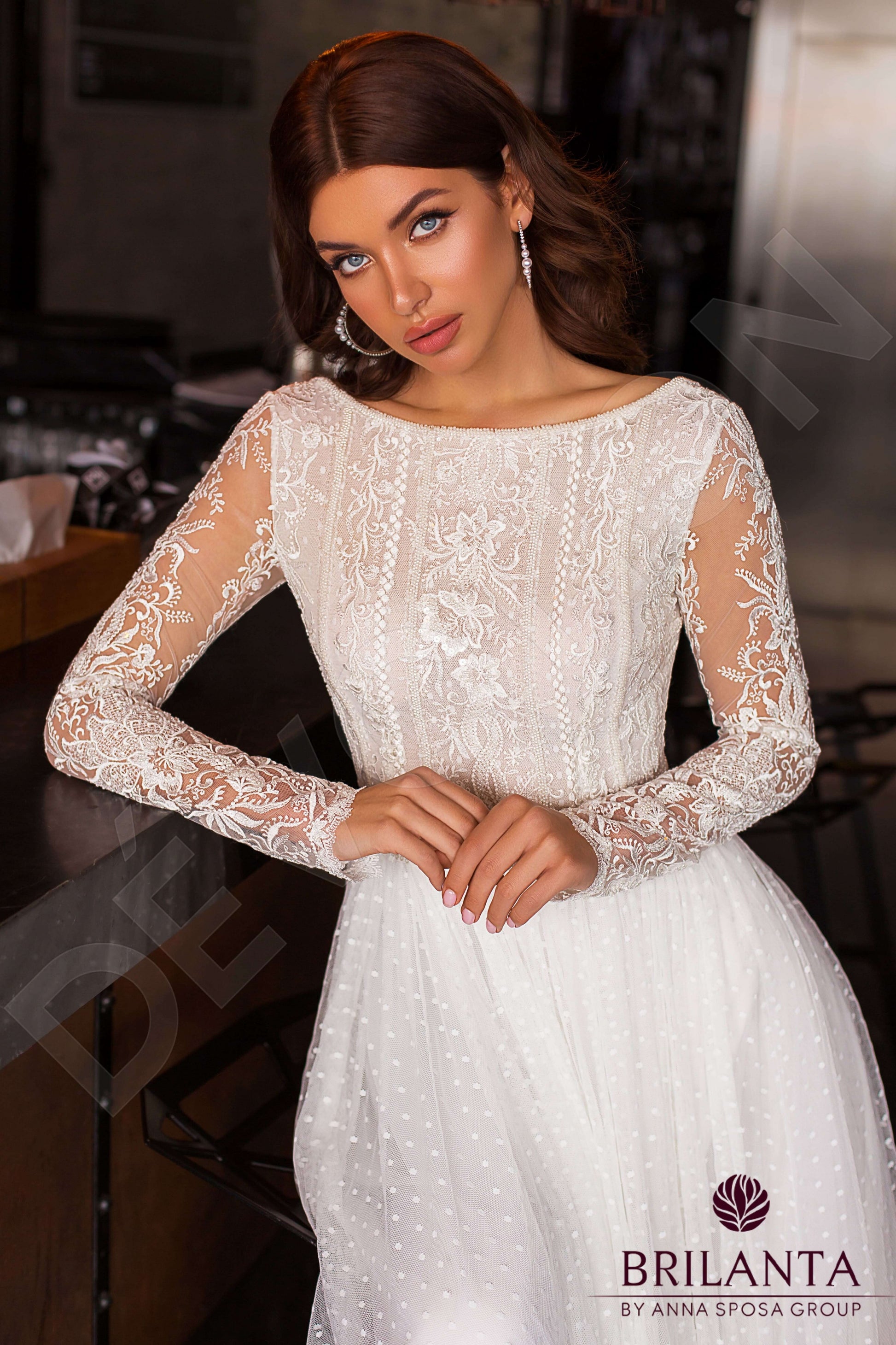 Valentine A-line Boat/Bateau Milk Wedding dress