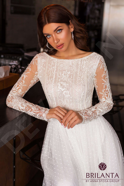 Valentine Open back A-line Long sleeve Wedding Dress 2