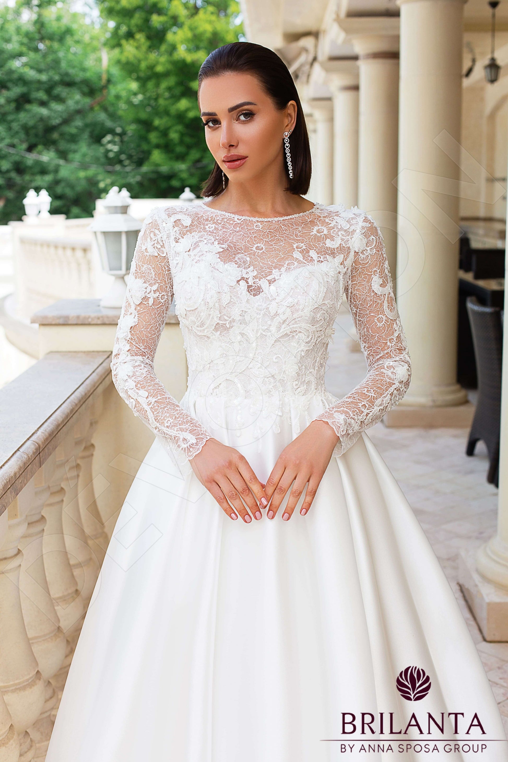 Vilette A-line Jewel Milk Wedding dress