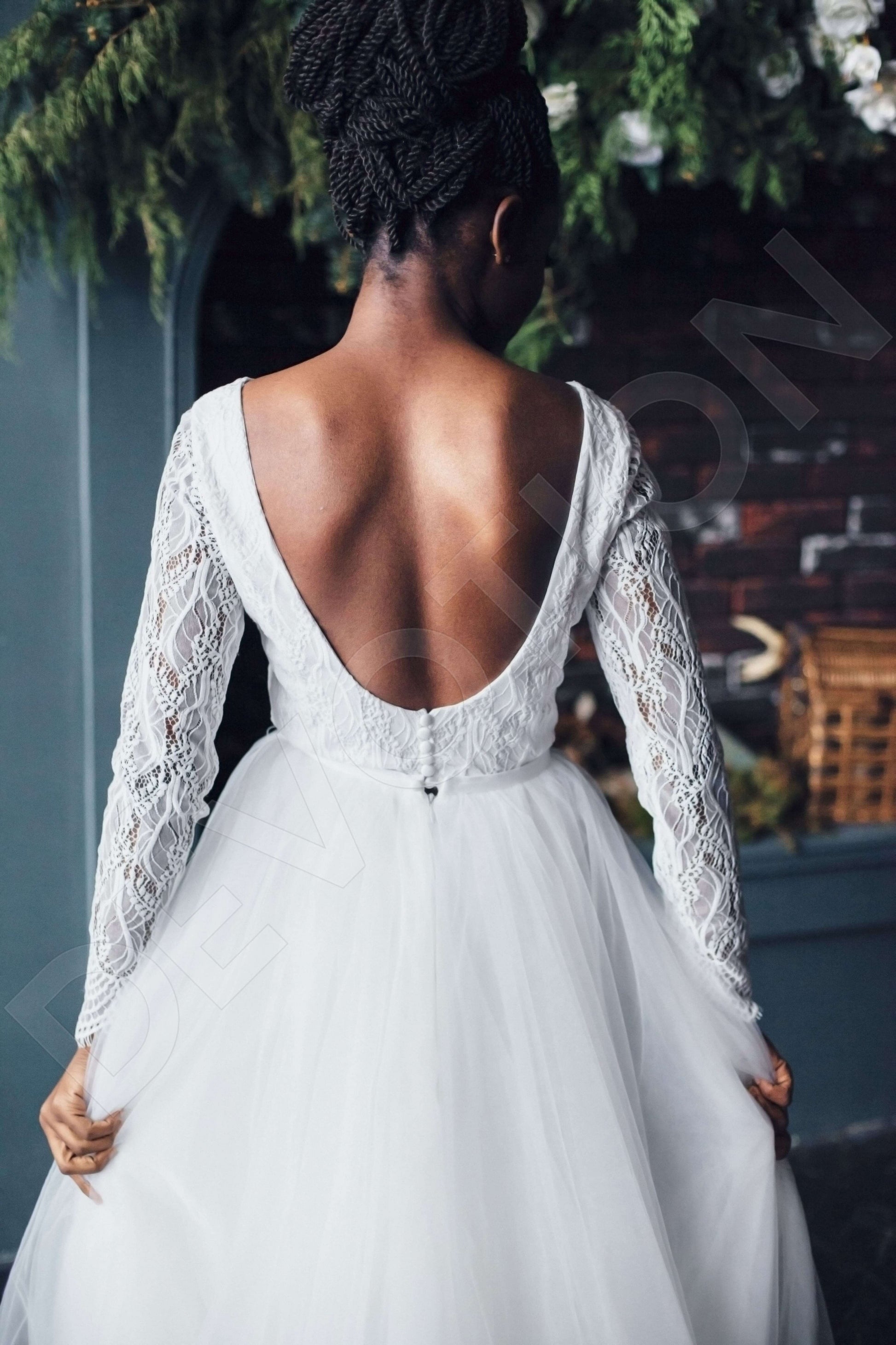 Jacklyn A-line Boat/Bateau Milk Wedding dress