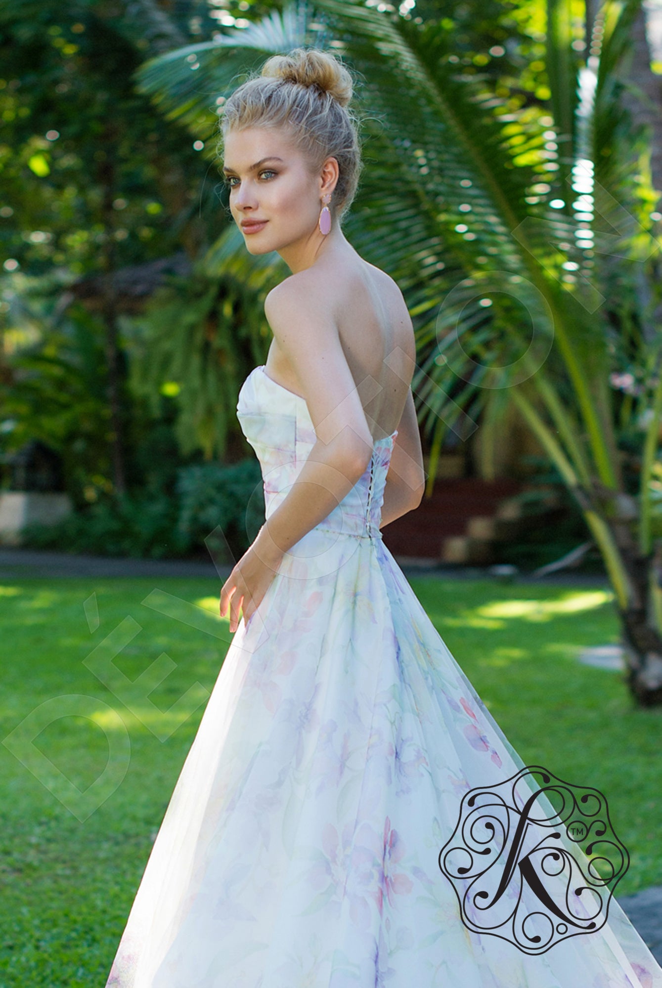 Orchid A Line Straight Across Multicolor Wedding Dress