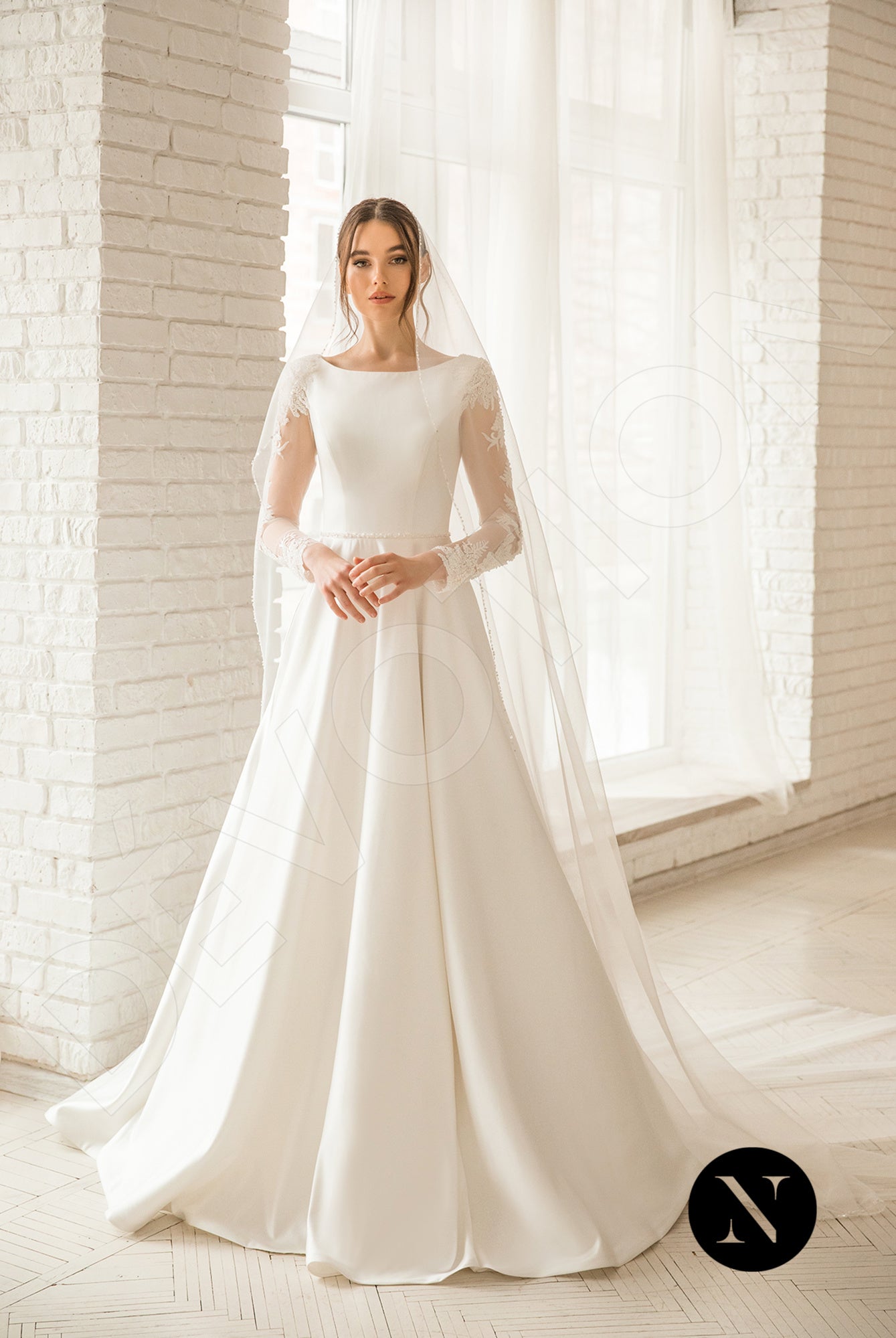 Slash neck wedding dress sales