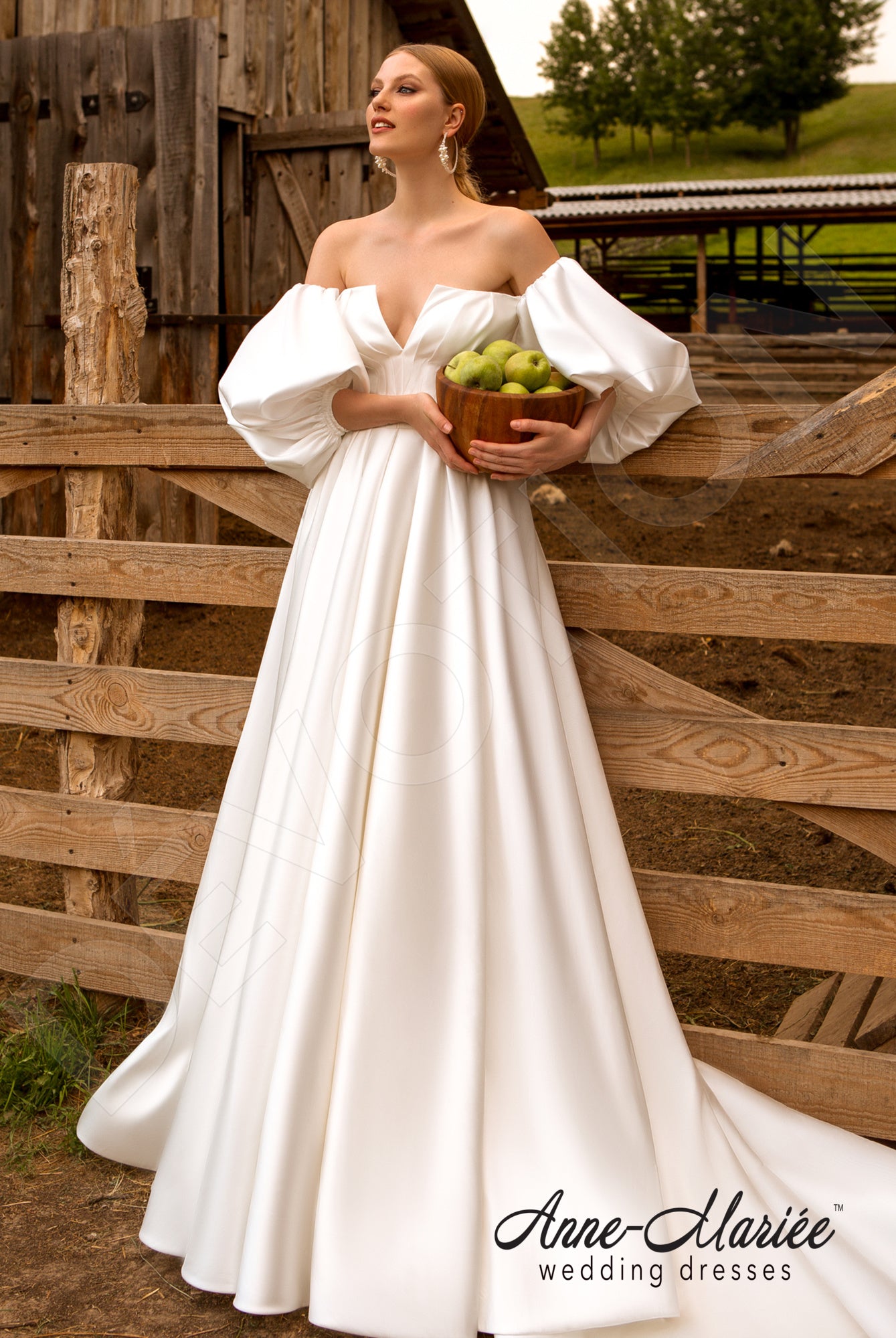 Rita A line Off shoulder Drop shoulders Ivory Wedding dress