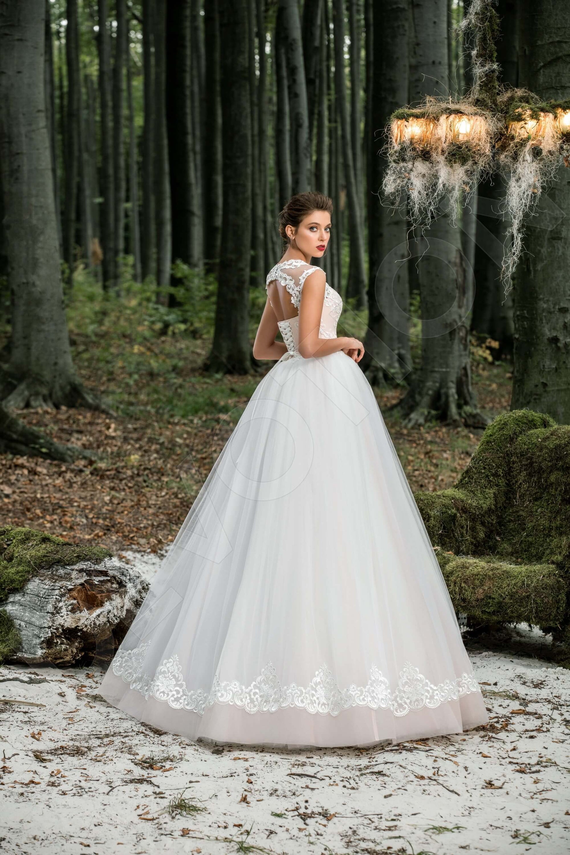 Fayre Princess/Ball Gown Boat/Bateau White Powder Wedding dress