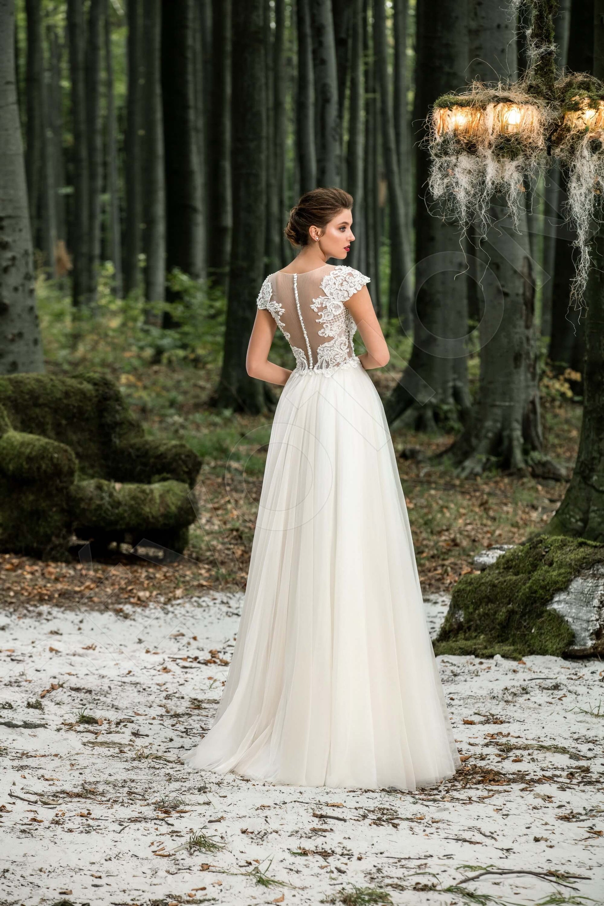 Mezura A-line Boat/Bateau Cappuccino Milk Wedding dress