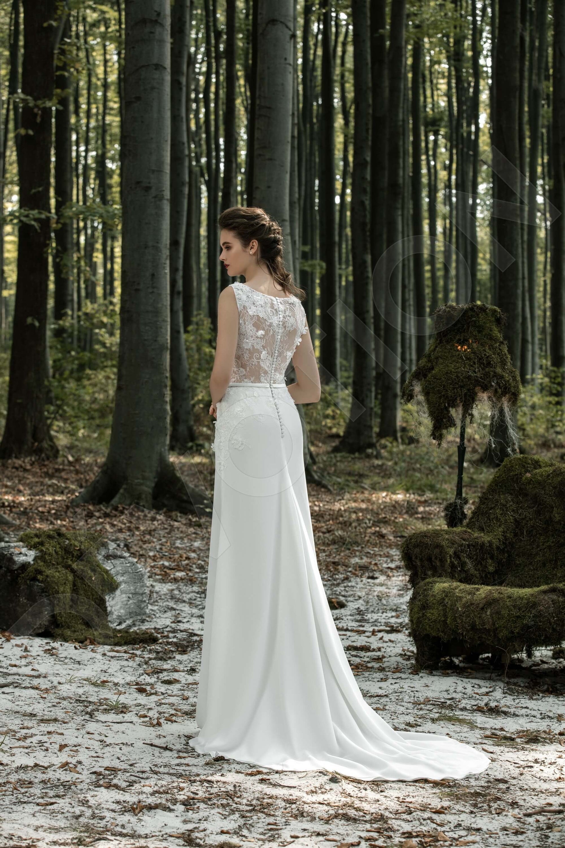 Jessa Sheath/Column Boat/Bateau Milk Wedding dress