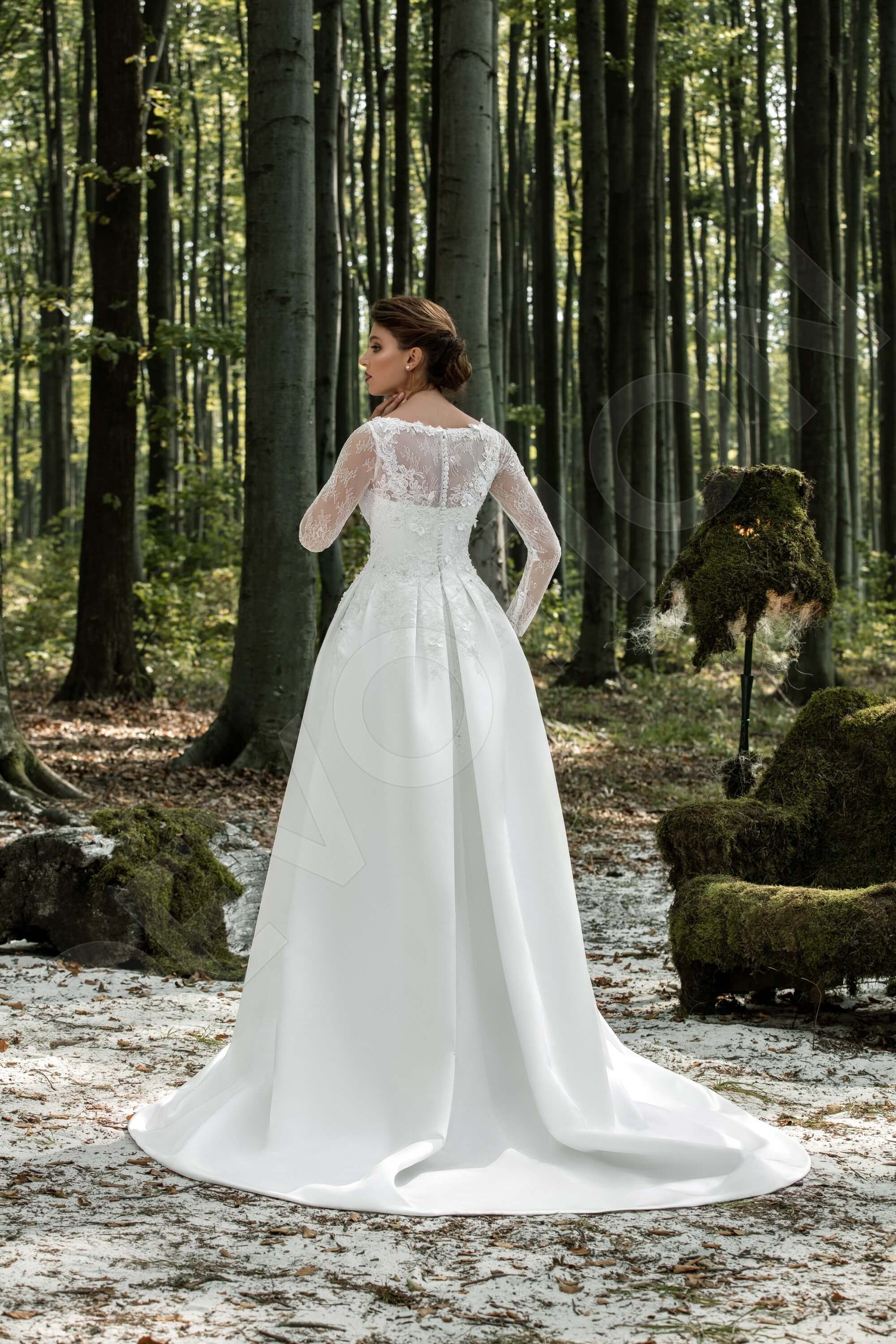 Eugenia A-line Boat/Bateau White Wedding dress