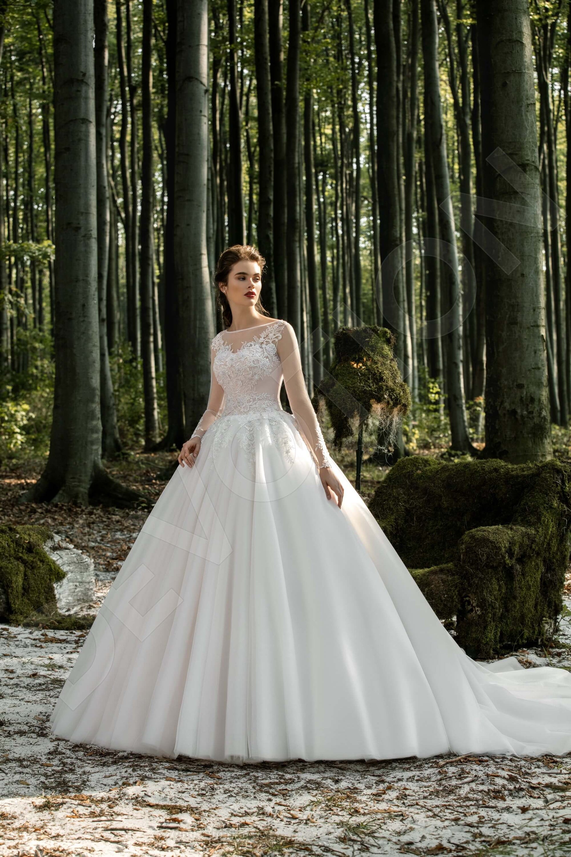 Honora Princess/Ball Gown Boat/Bateau Milk Wedding dress