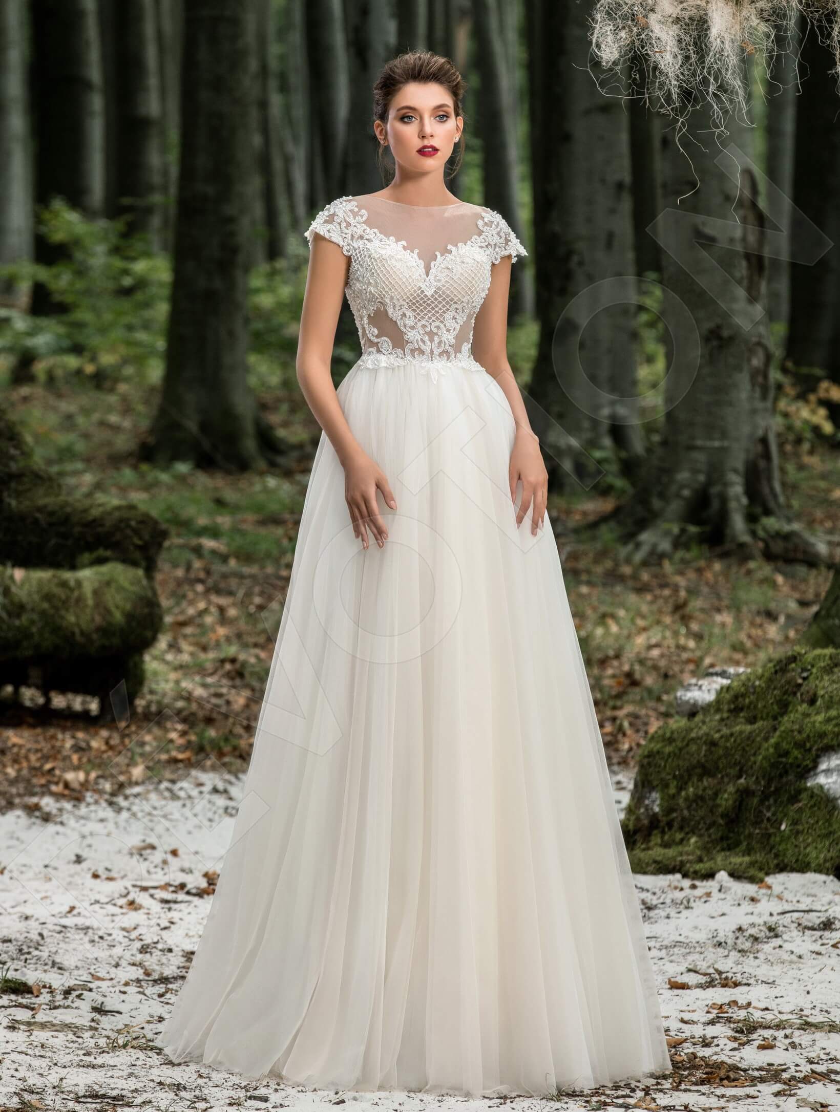 Mezura A-line Boat/Bateau Cappuccino Milk Wedding dress