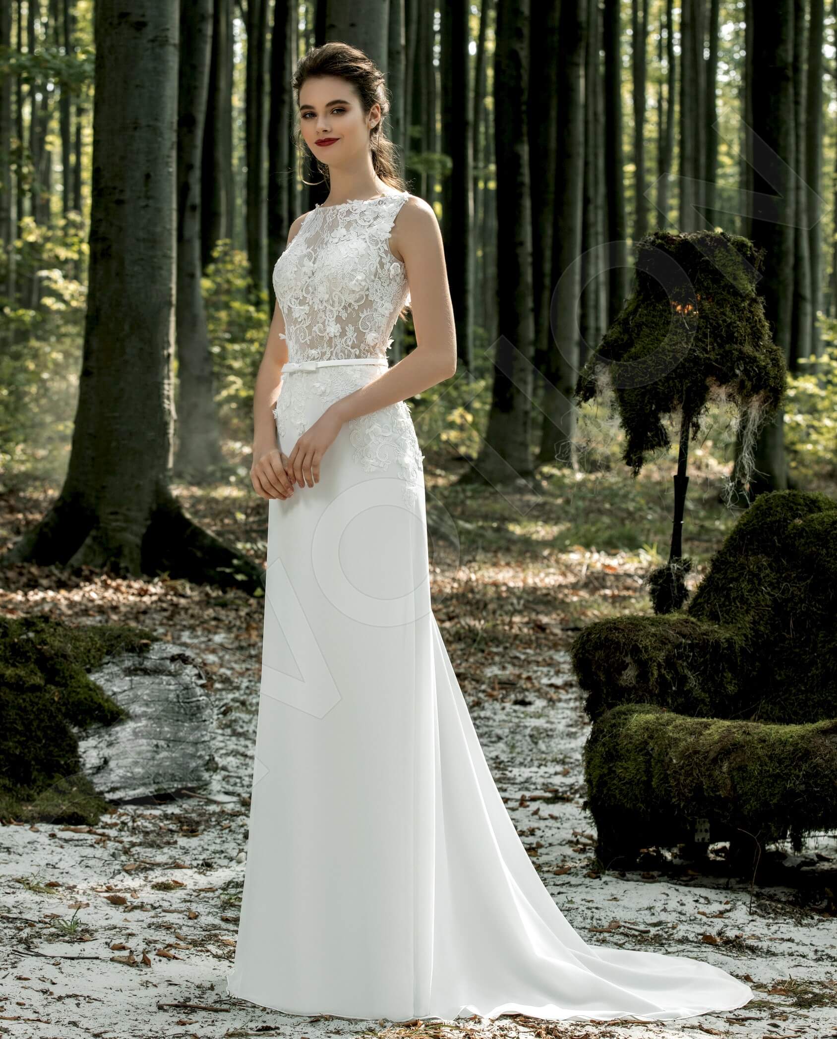 Jessa Sheath/Column Boat/Bateau Milk Wedding dress