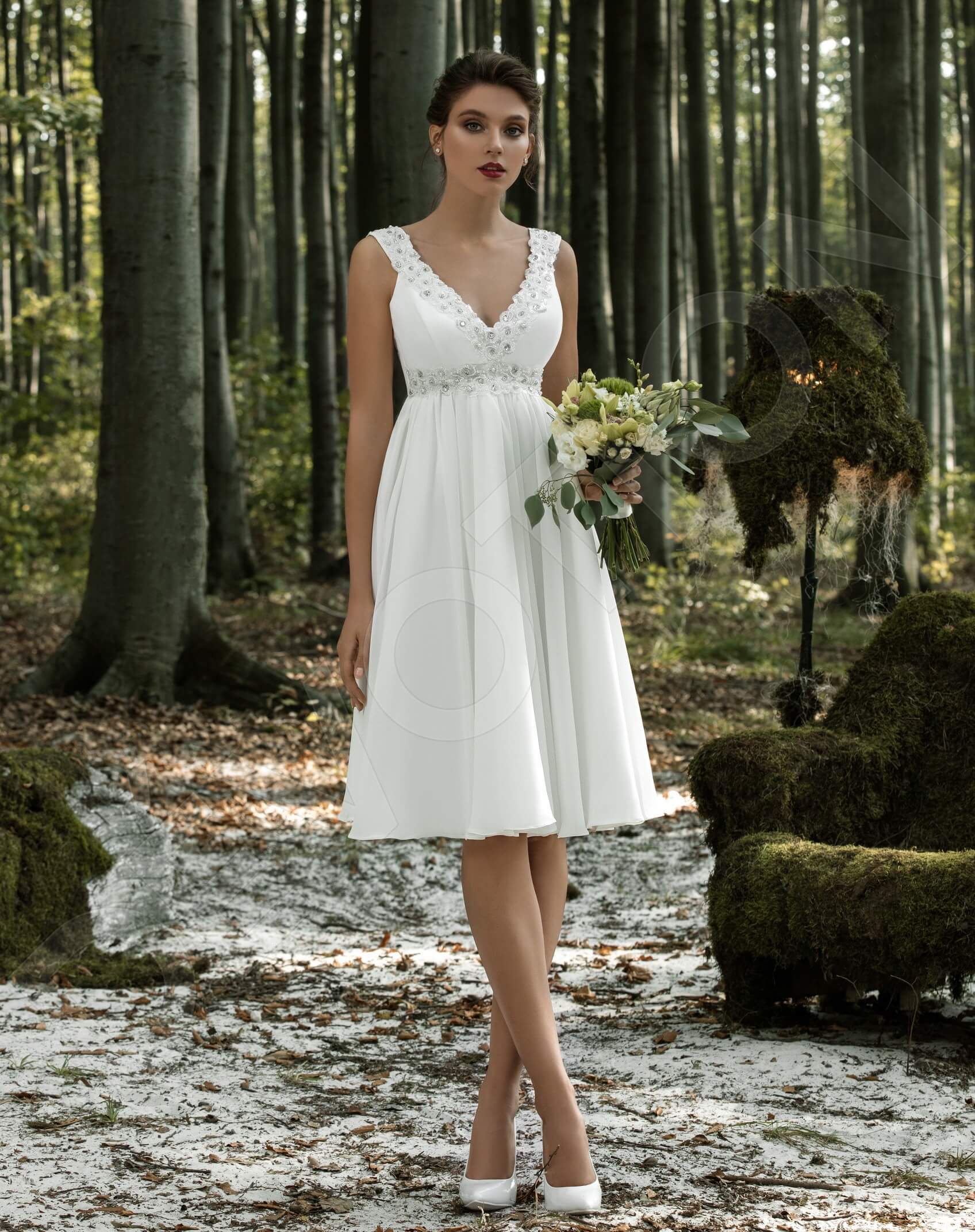 Camea A-line V-neck Milk Wedding dress