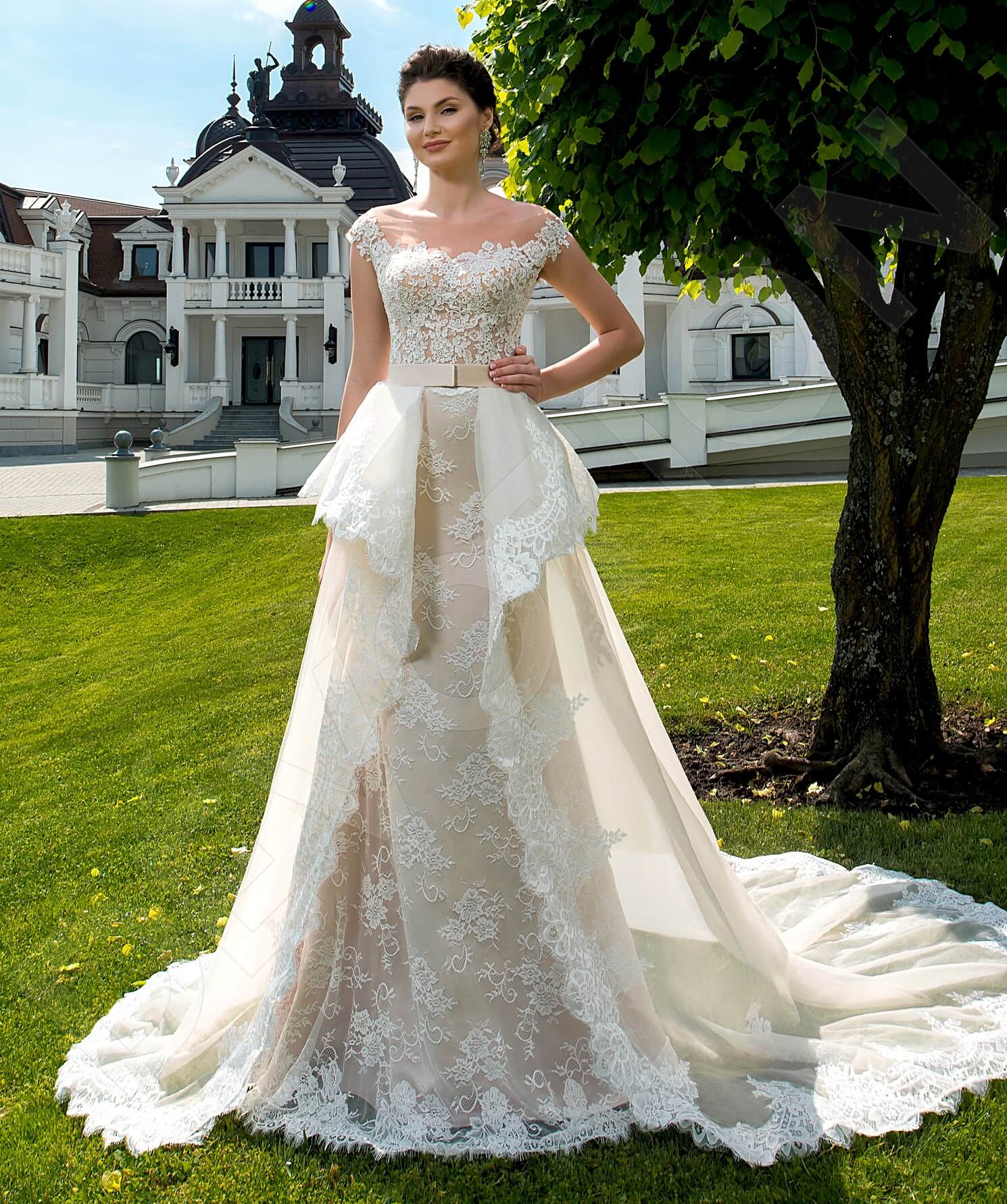 Sheyla A-line Illusion Milk Cappuccino Wedding dress