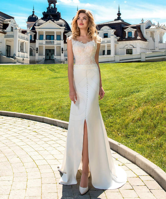 Sinara Trumpet/Mermaid Illusion Milk Cappuccino Wedding dress