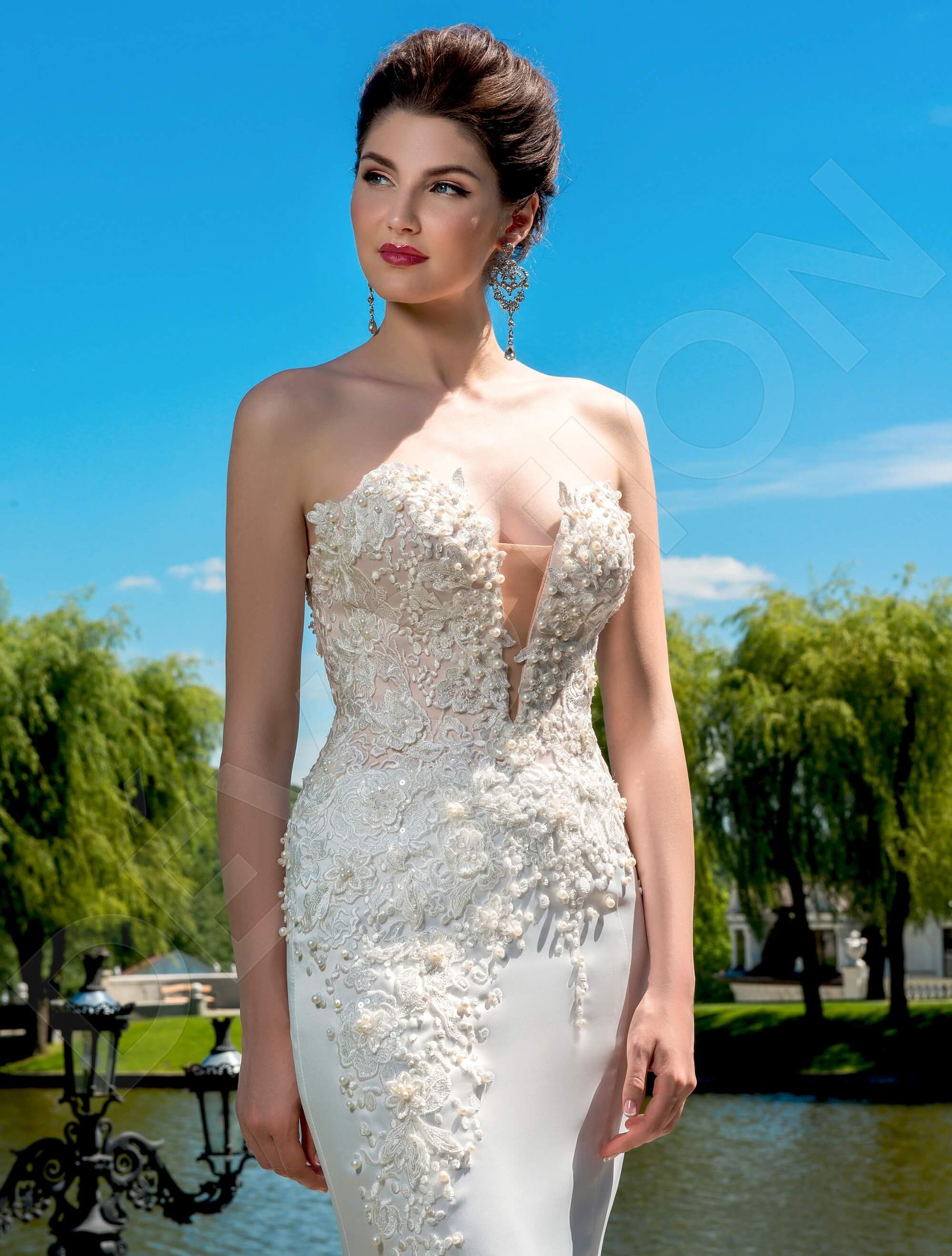 Luizella Trumpet/Mermaid Sweetheart Milk Cappuccino Wedding dress