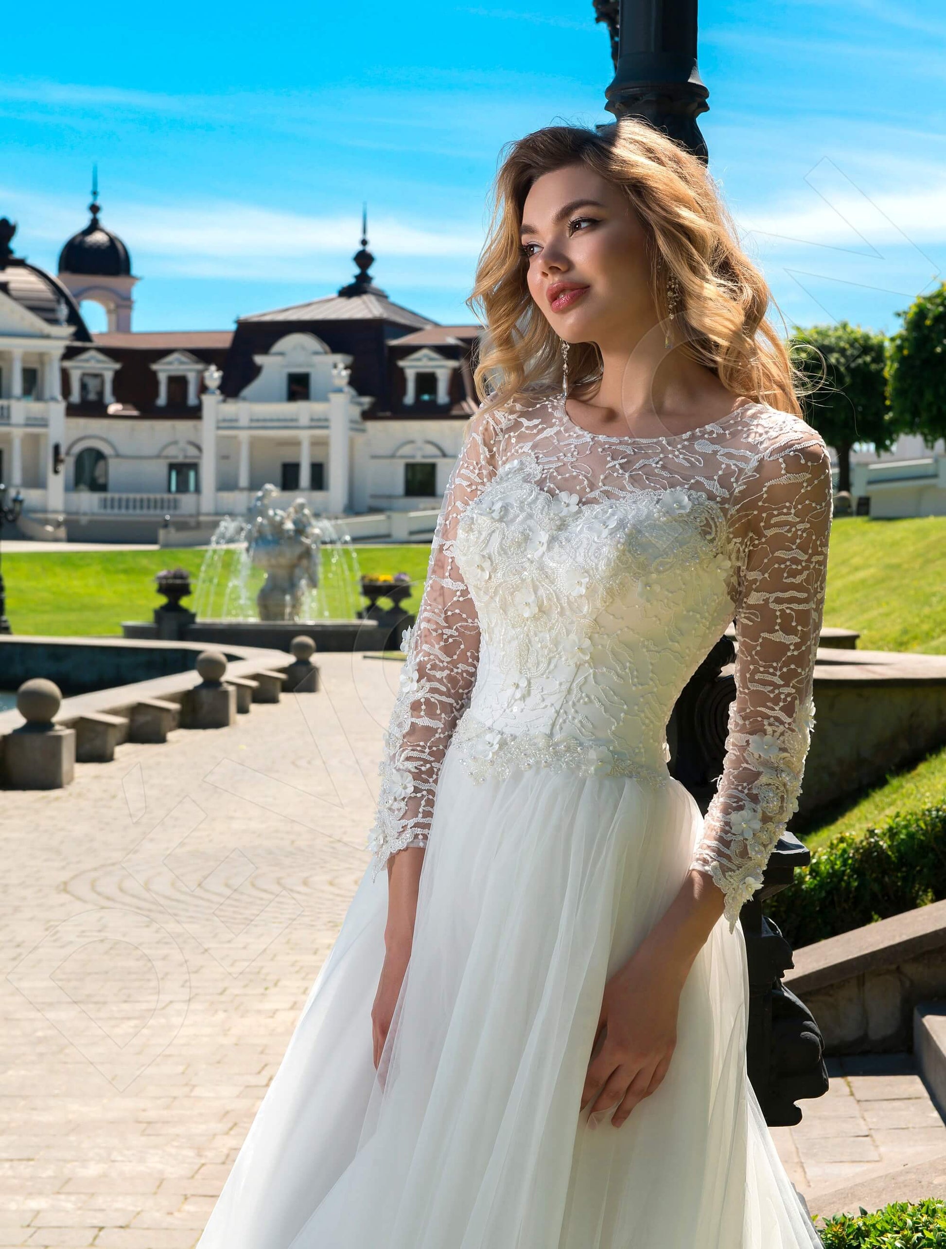 Ginger Princess/Ball Gown Boat/Bateau Milk Wedding dress