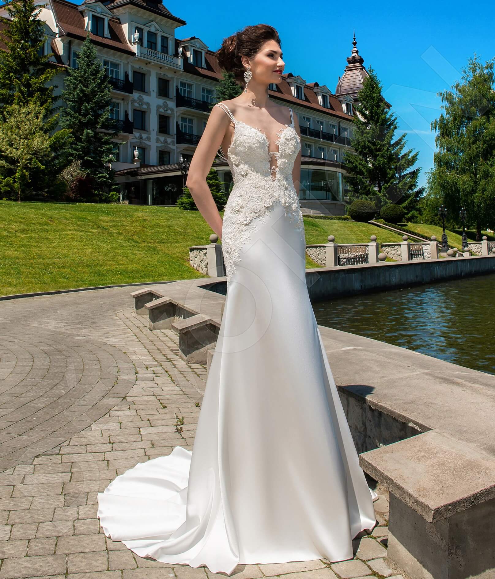 Marianna Trumpet/Mermaid Square Milk Powder Wedding dress