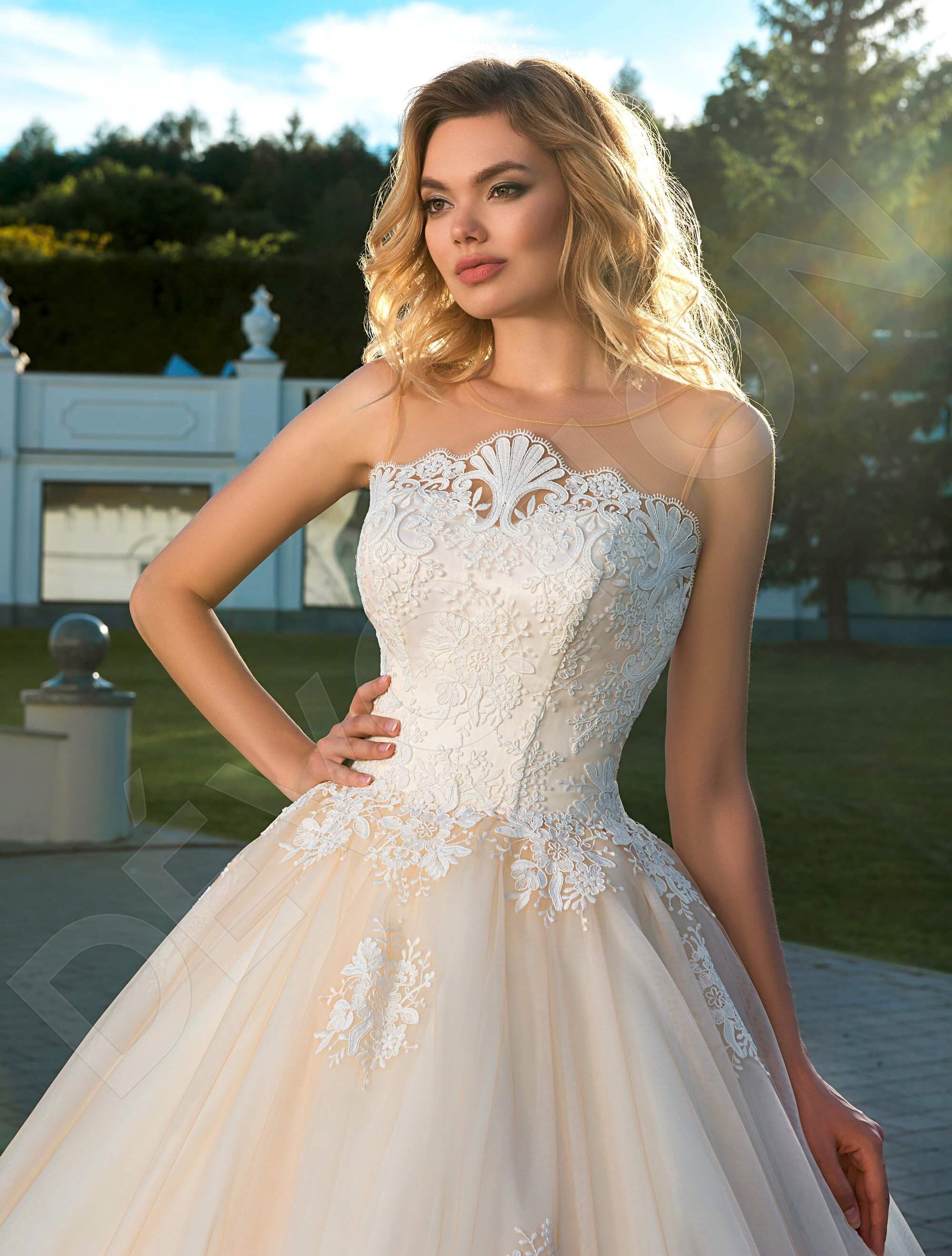 Giovanna Princess/Ball Gown Illusion Milk Cappuccino Wedding dress