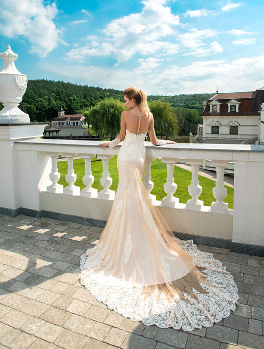 Annette Trumpet/Mermaid Illusion Milk Cappuccino Wedding dress