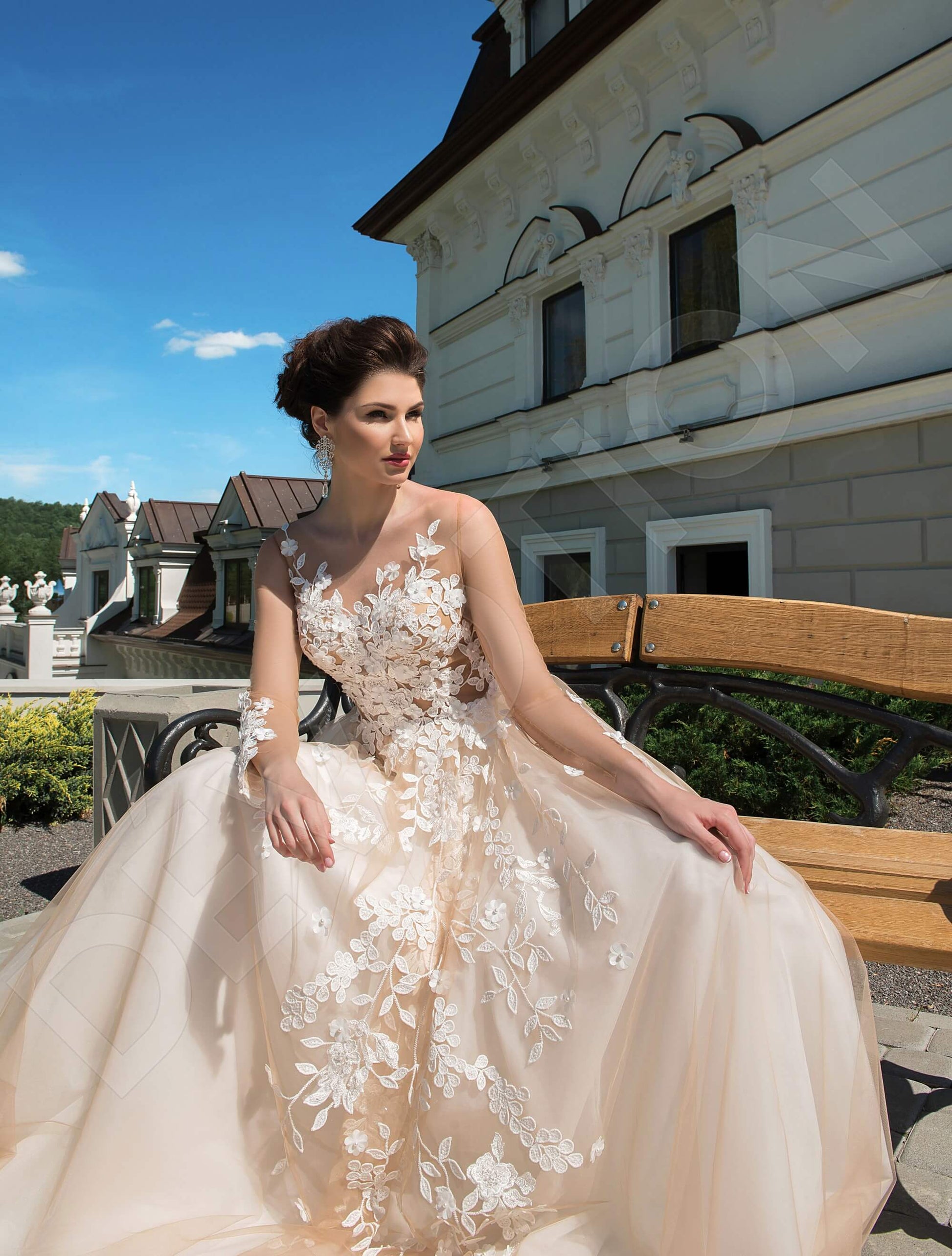 Ludovika A-line Illusion Milk Cappuccino Wedding dress