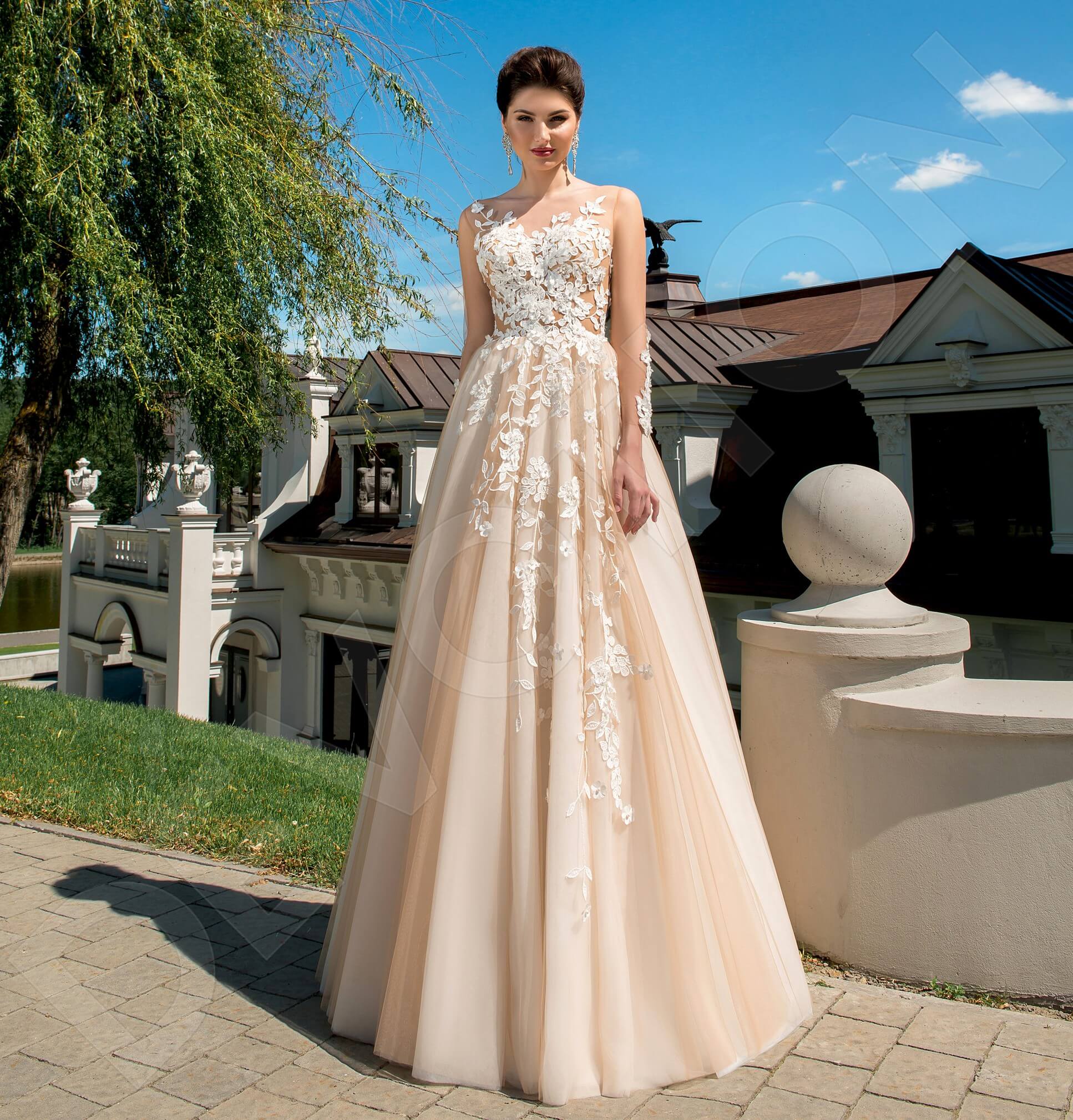 Ludovika A-line Illusion Milk Cappuccino Wedding dress