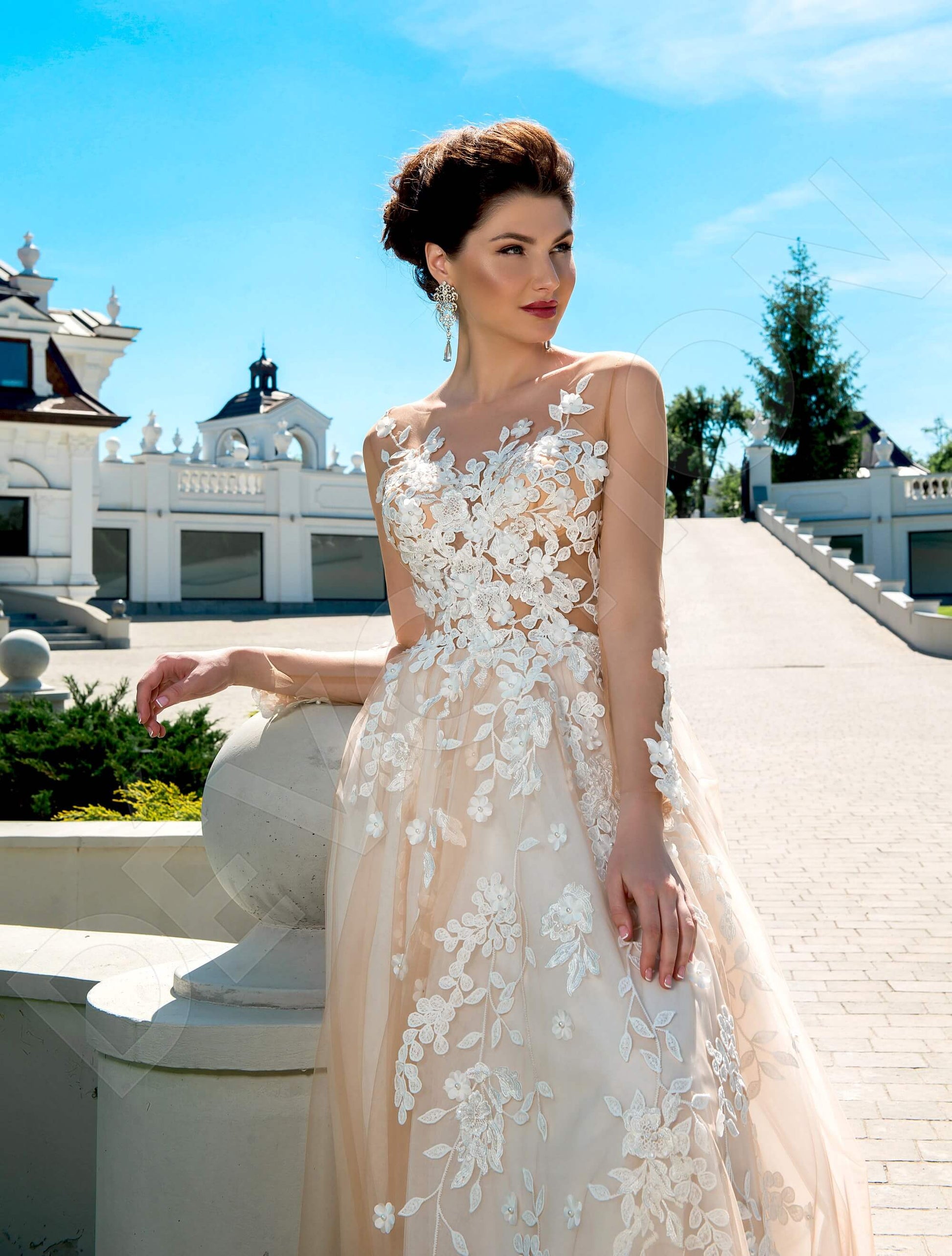 Ludovika A-line Illusion Milk Cappuccino Wedding dress