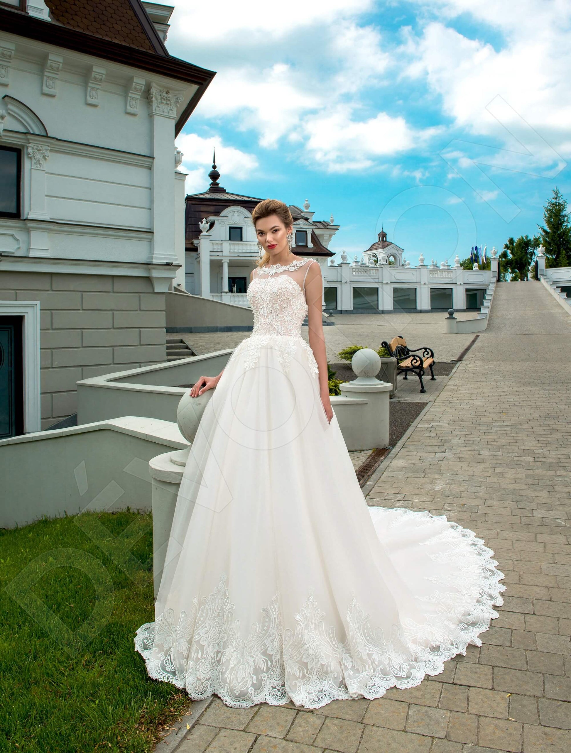 Perlita Princess/Ball Gown Boat/Bateau Milk Powder Wedding dress