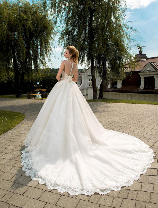 Perlita Princess/Ball Gown Boat/Bateau Milk Powder Wedding dress