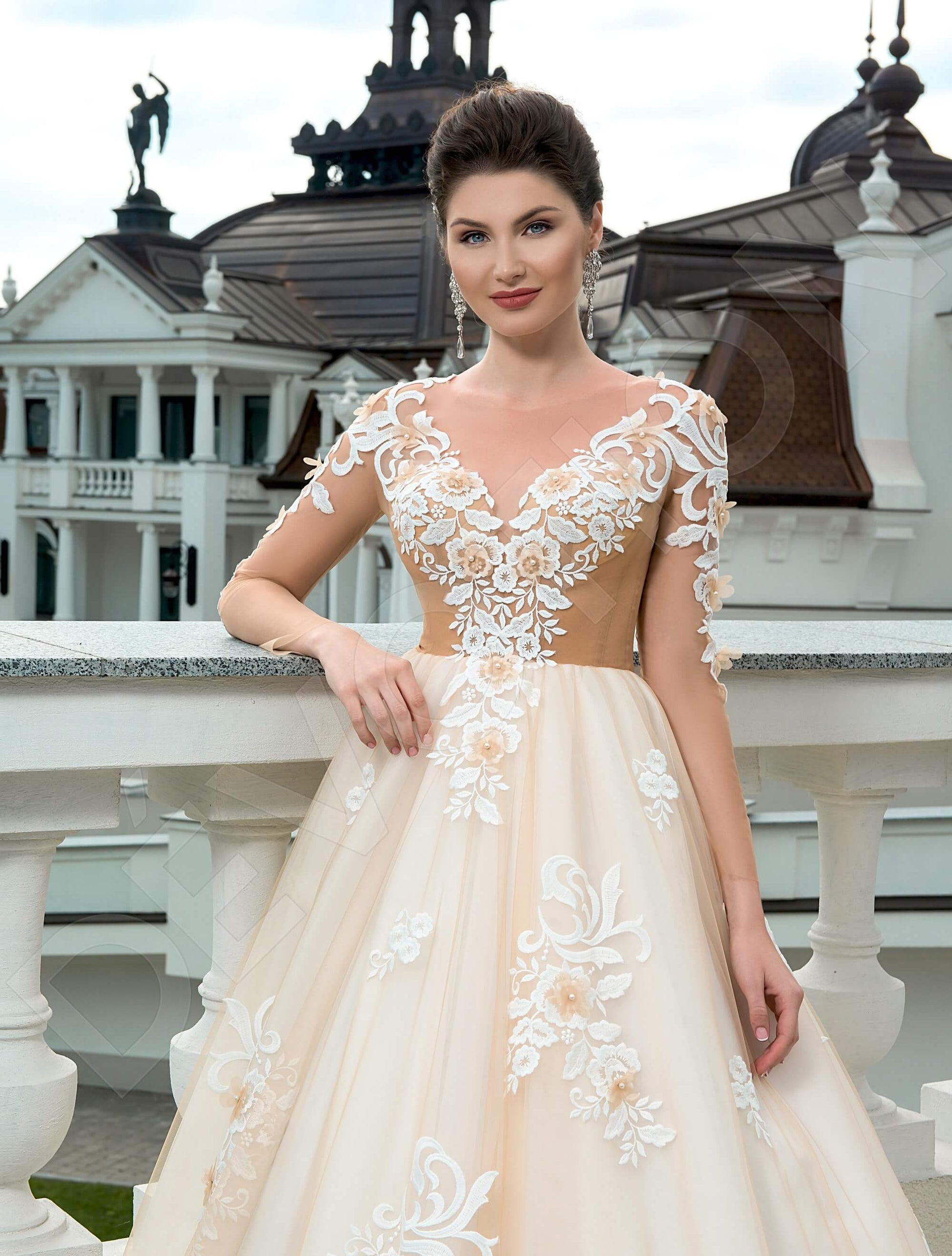 Laurentina A-line Illusion Milk Cappuccino Wedding dress