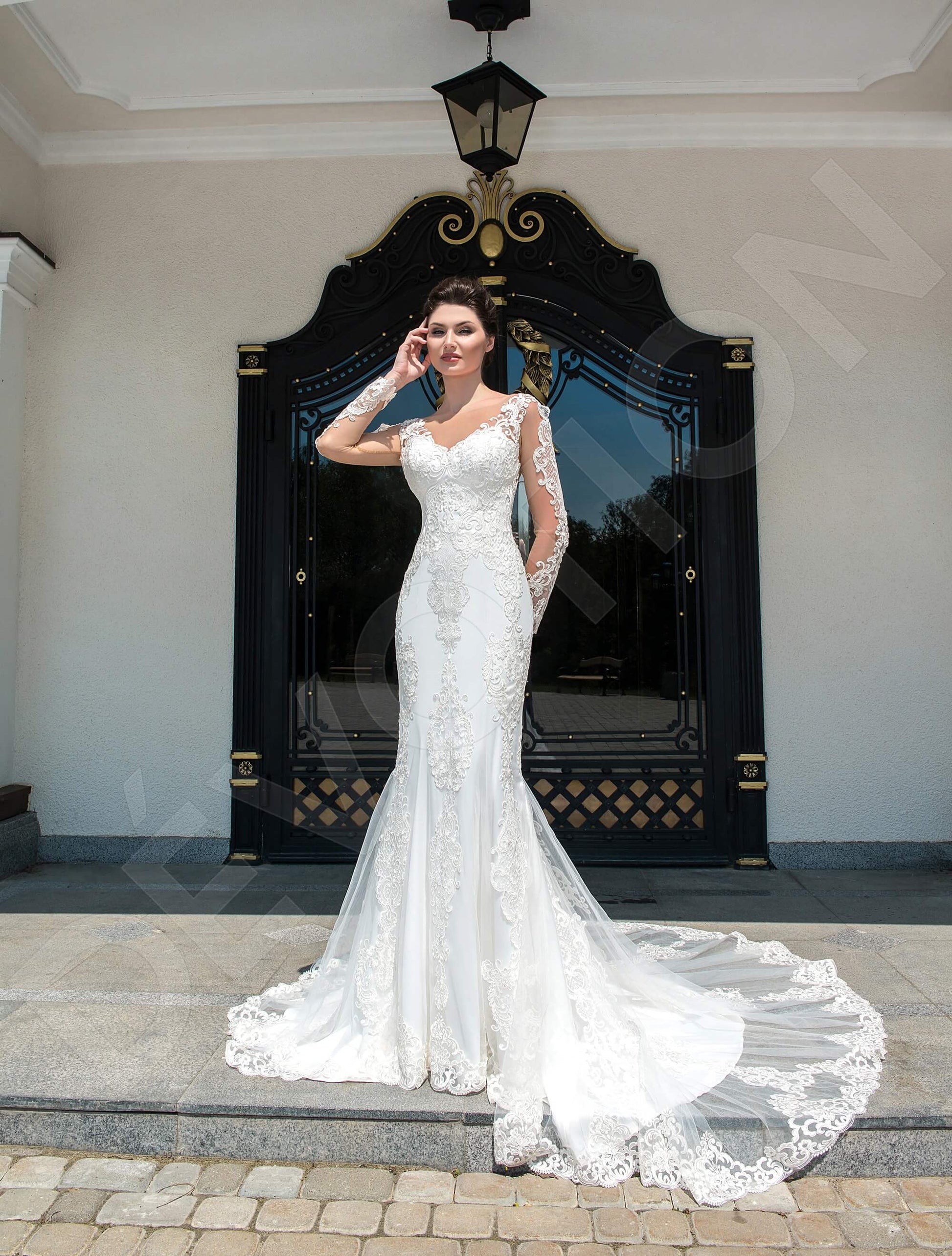 Lucille Trumpet/Mermaid Illusion Milk Wedding dress