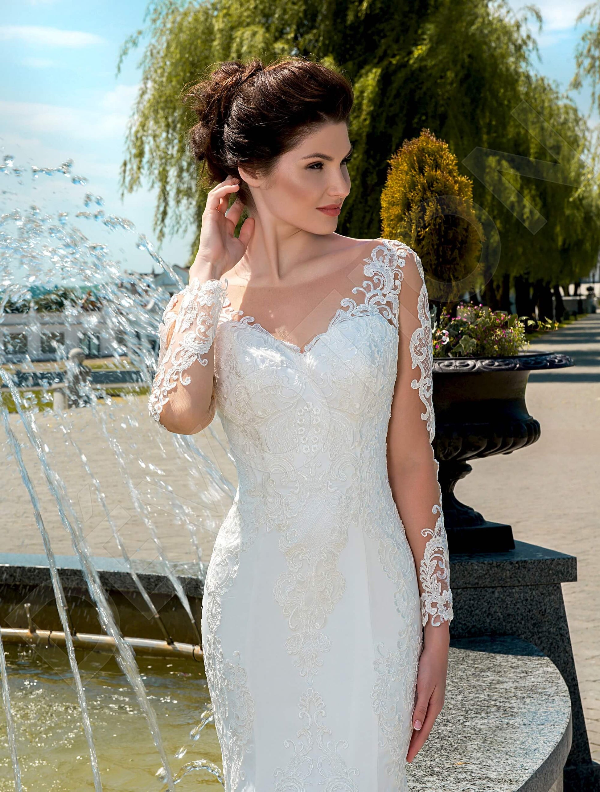 Lucille Trumpet/Mermaid Illusion Milk Wedding dress