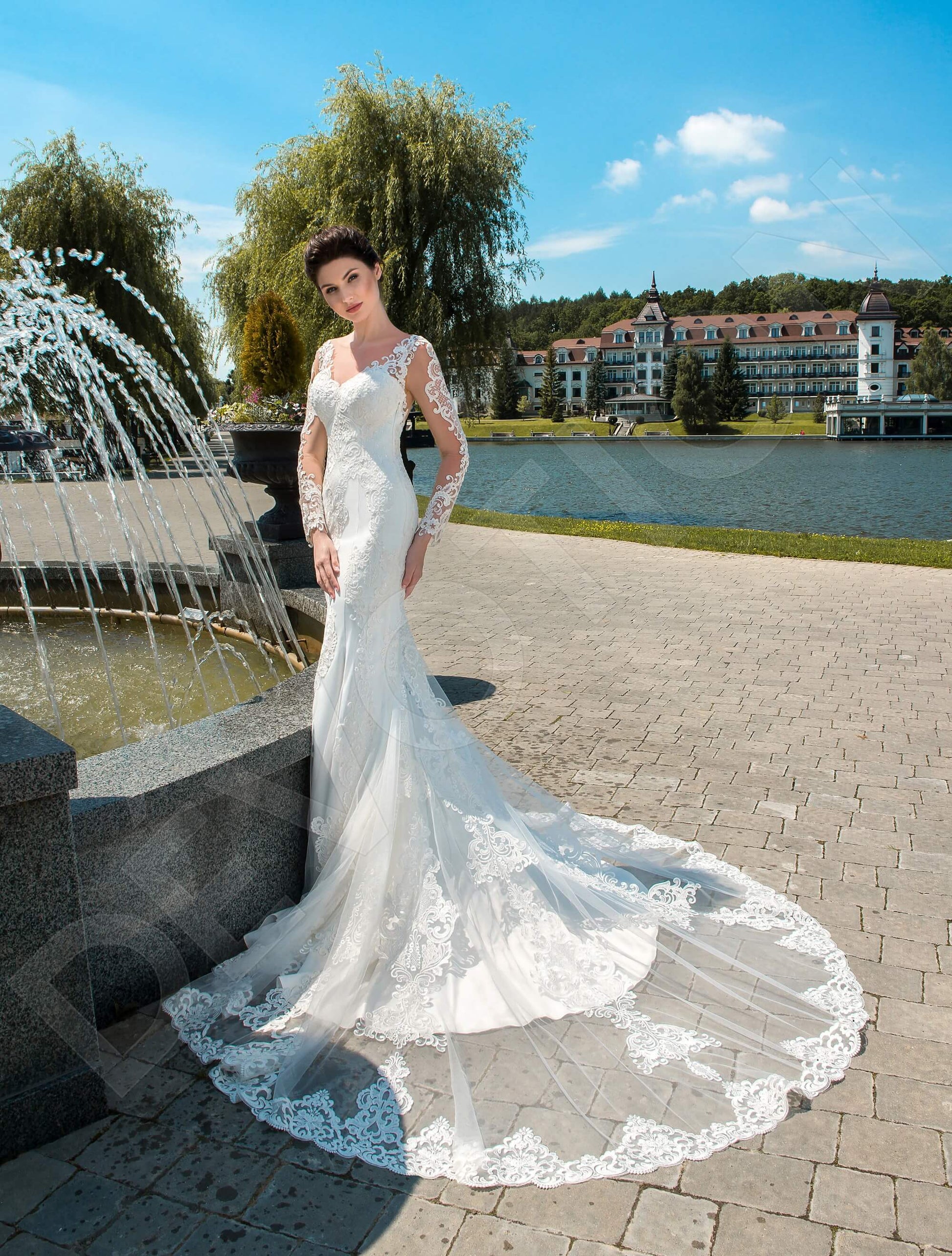 Lucille Trumpet/Mermaid Illusion Milk Wedding dress