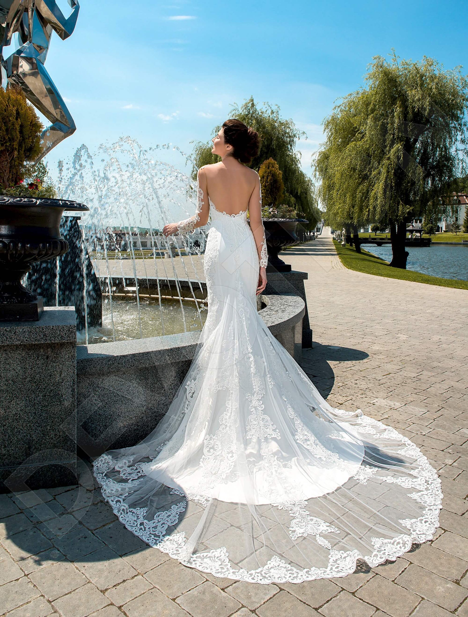 Lucille Trumpet/Mermaid Illusion Milk Wedding dress