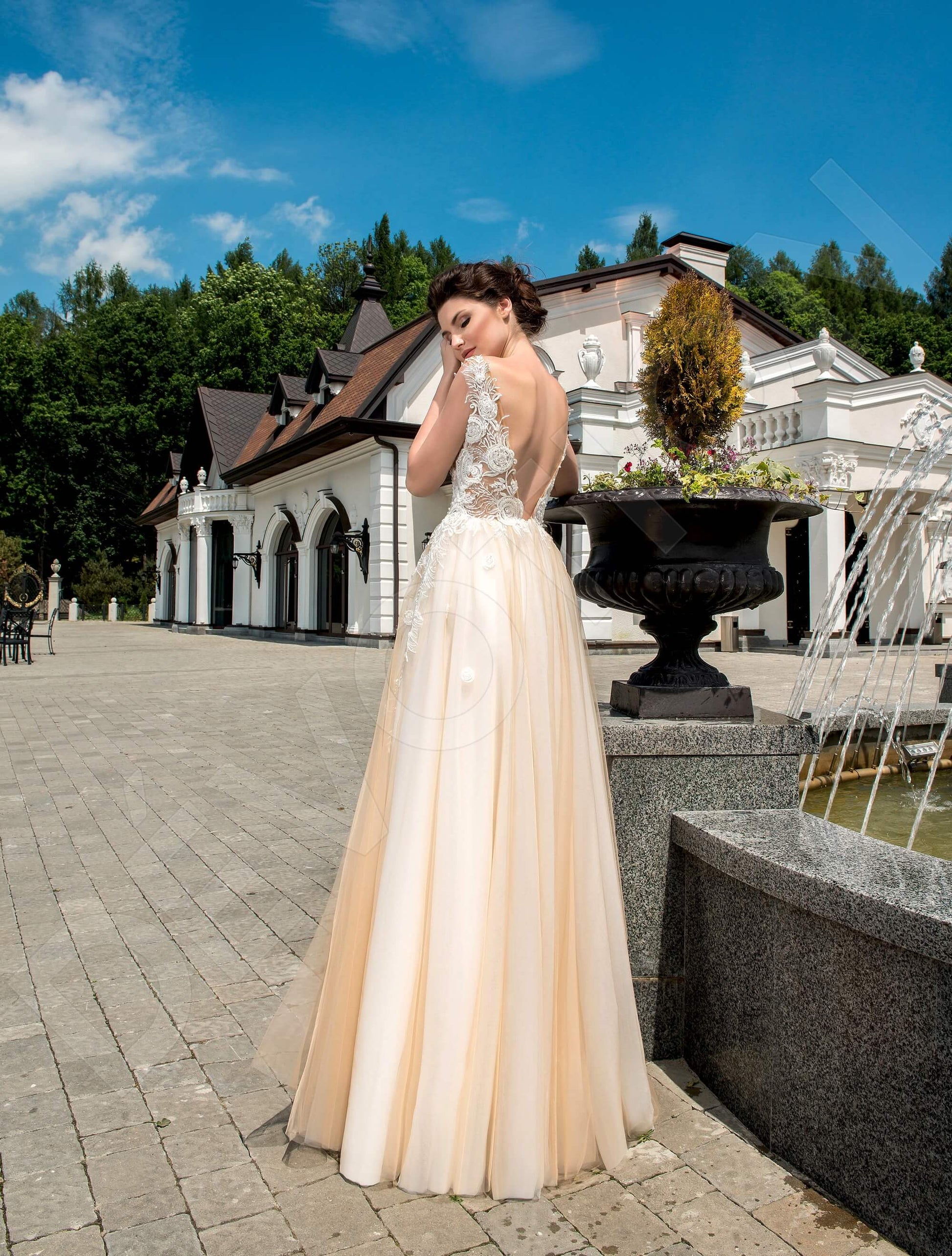 Maurilla A-line Illusion Milk Cappuccino Wedding dress