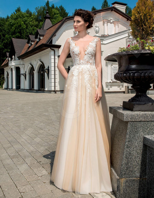 Maurilla A-line Illusion Milk Cappuccino Wedding dress