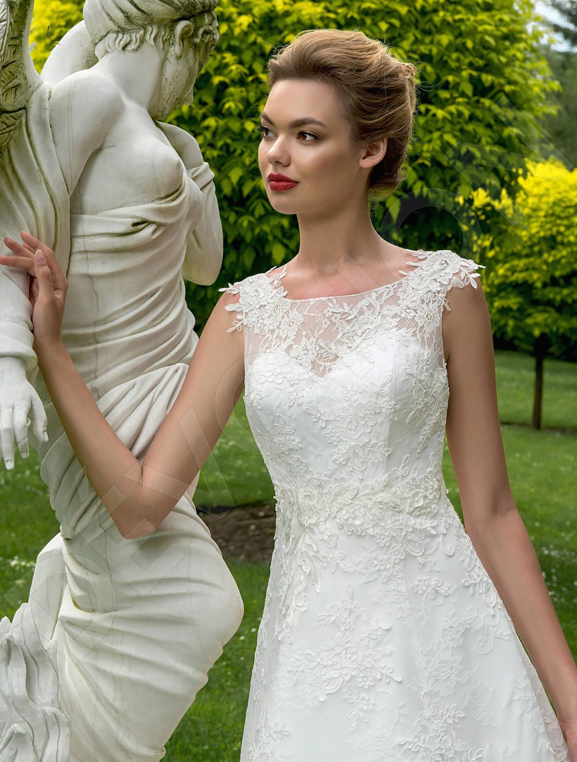 Jalise A-line Boat/Bateau Milk Wedding dress