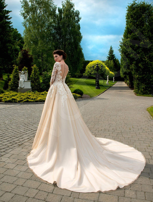 Dallacy A-line Illusion Milk Cappuccino Wedding dress