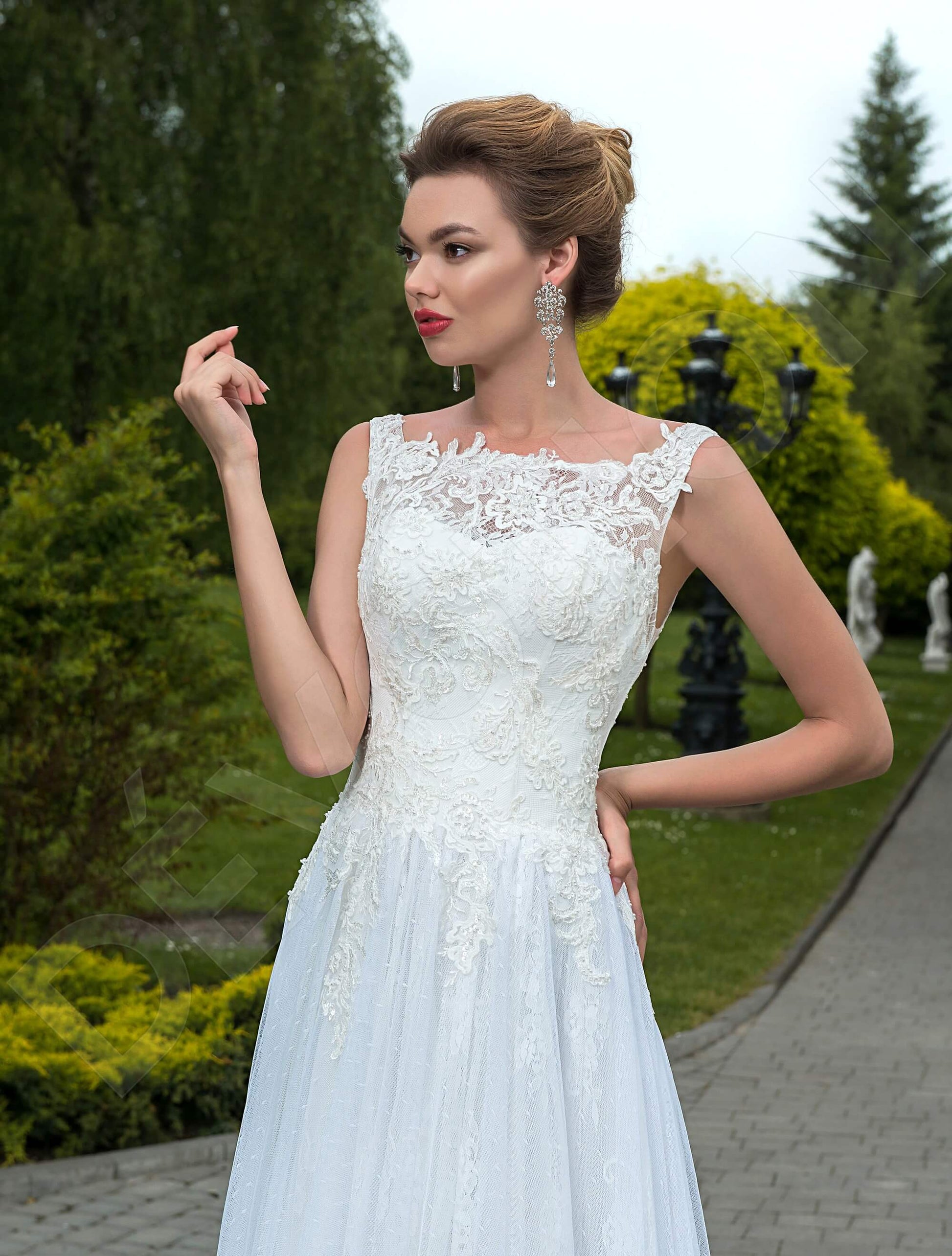 Hadley A-line Boat/Bateau Milk Wedding dress