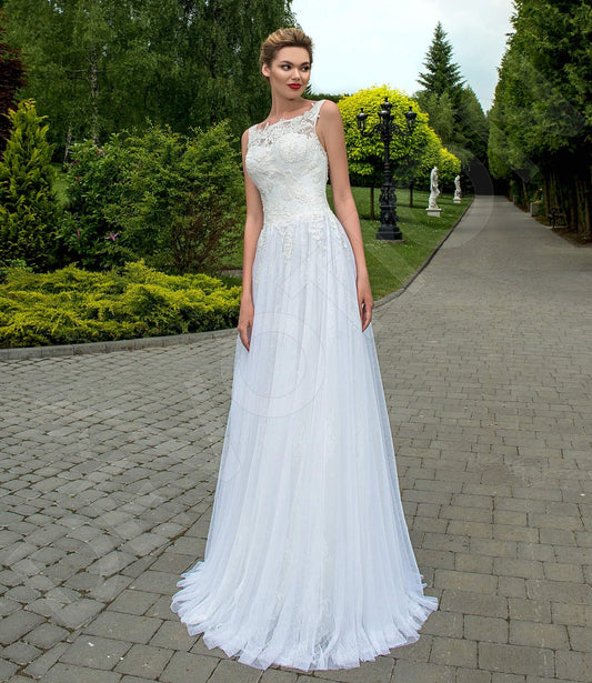 Hadley A-line Boat/Bateau Milk Wedding dress