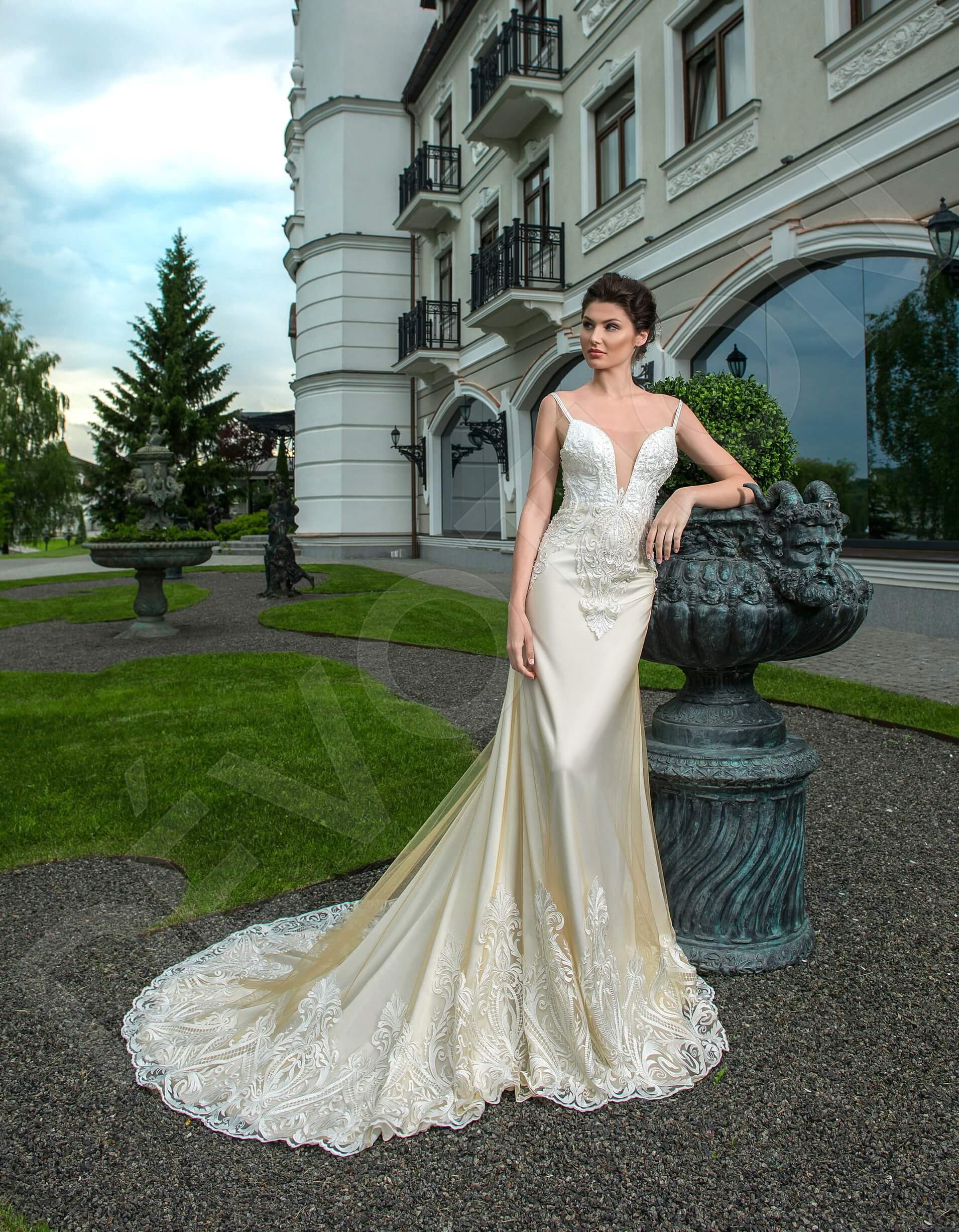 Farilla Trumpet/Mermaid Illusion Milk Cappuccino Wedding dress