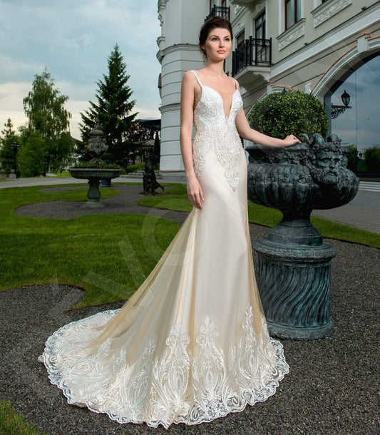 Farilla Trumpet/Mermaid Illusion Milk Cappuccino Wedding dress