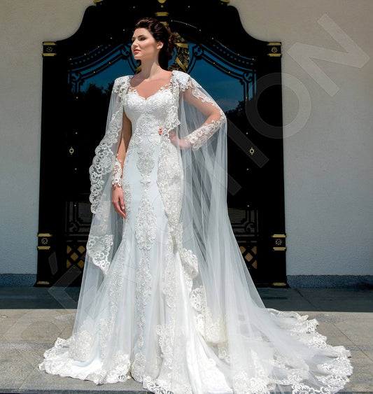 Lucille Trumpet/Mermaid Illusion Milk Wedding dress