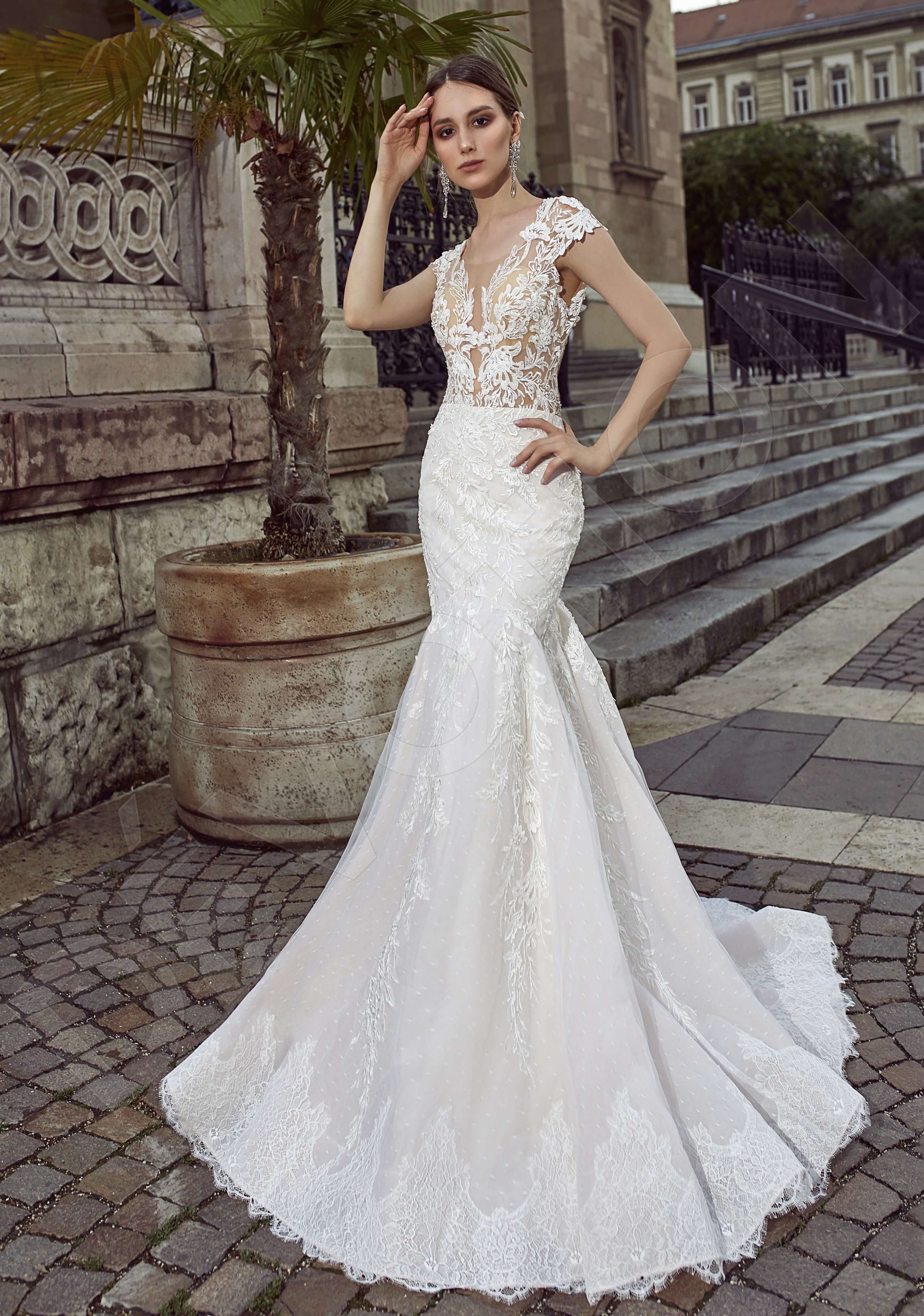 Nigela Trumpet/Mermaid Illusion Milk Nude Wedding dress