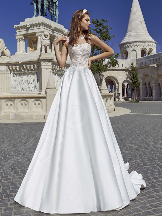 Vilia A-line Jewel White Powder Wedding dress